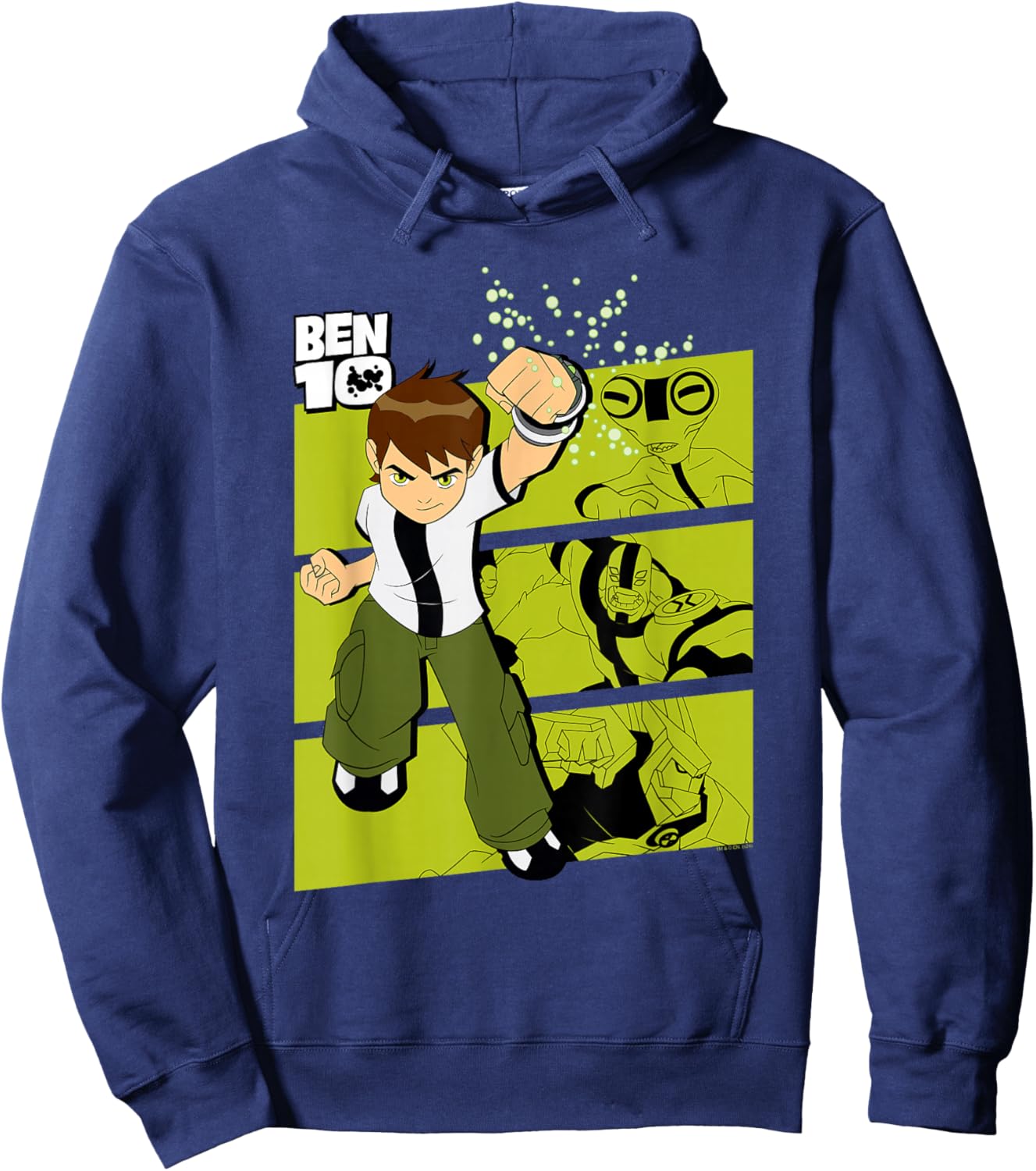 Ben 10 Three Alien Transformation Blocks Cartoon Hoodie - Hoodie | Navy