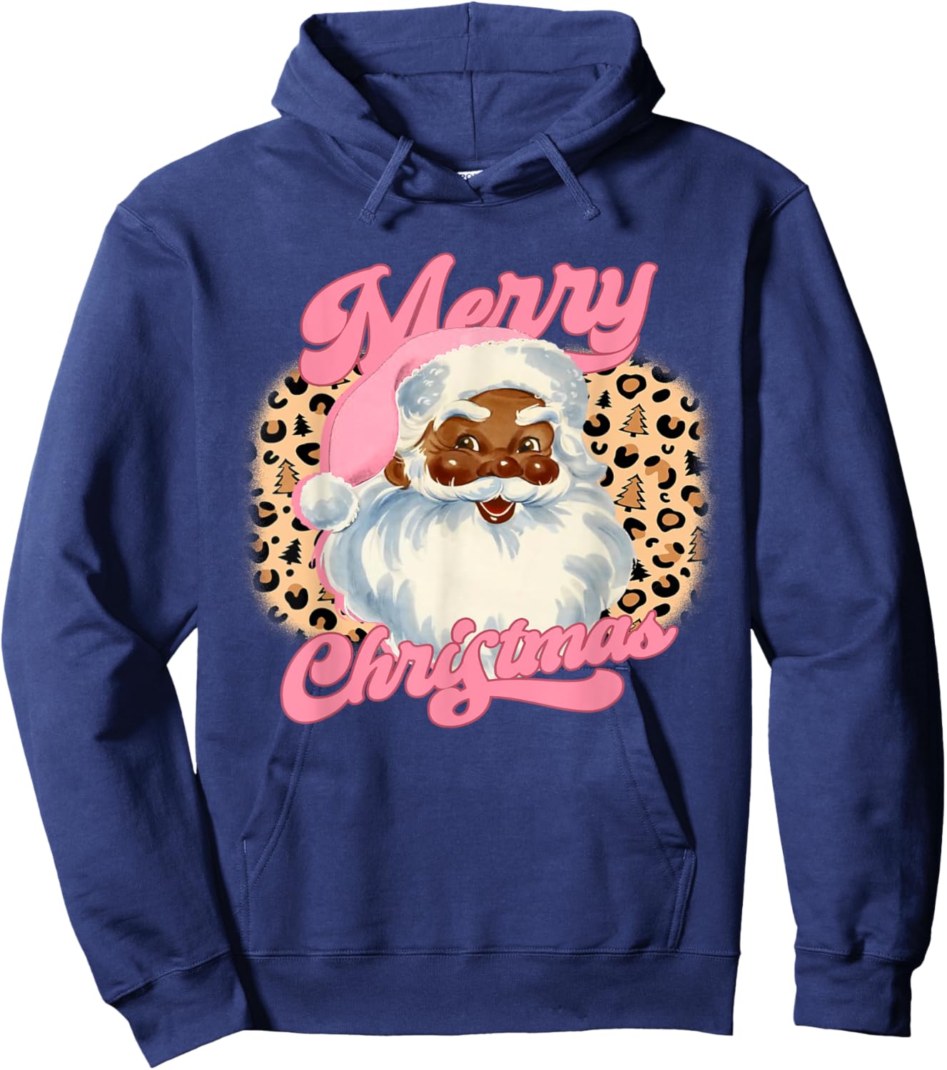 Christmas Santa Claus Black Xmas African American Women Girl Hoodie - Hoodie | Navy