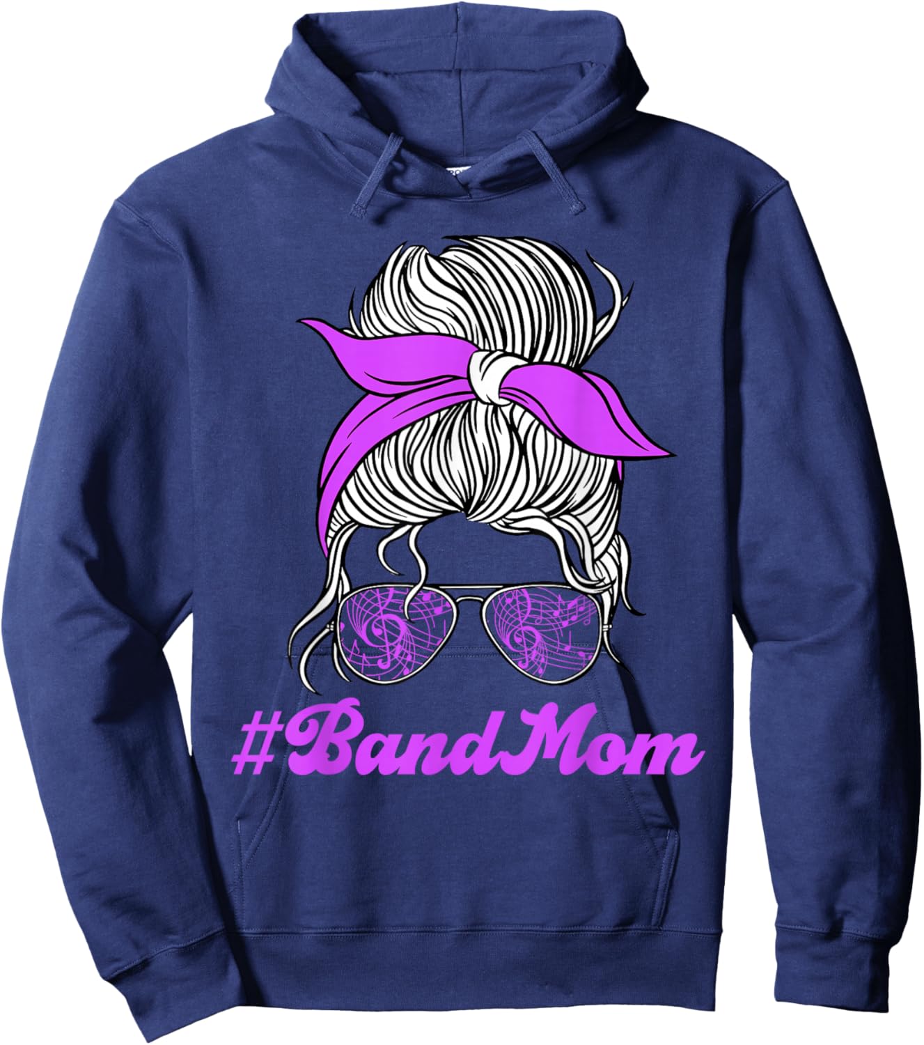 Messy Bun Band Mom Marching Band Mama Women Hoodie - Hoodie | Navy