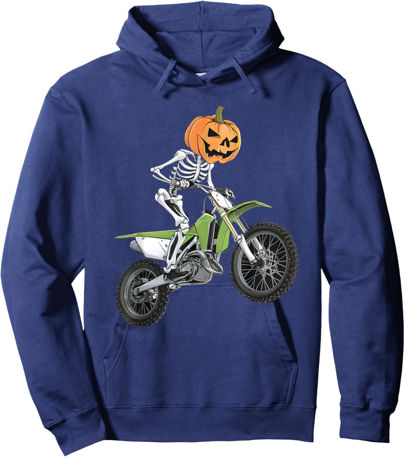 Skeleton Dirt Bike Rider Halloween Pumpkin Motocross Biker Hoodie - Hoodie | Navy