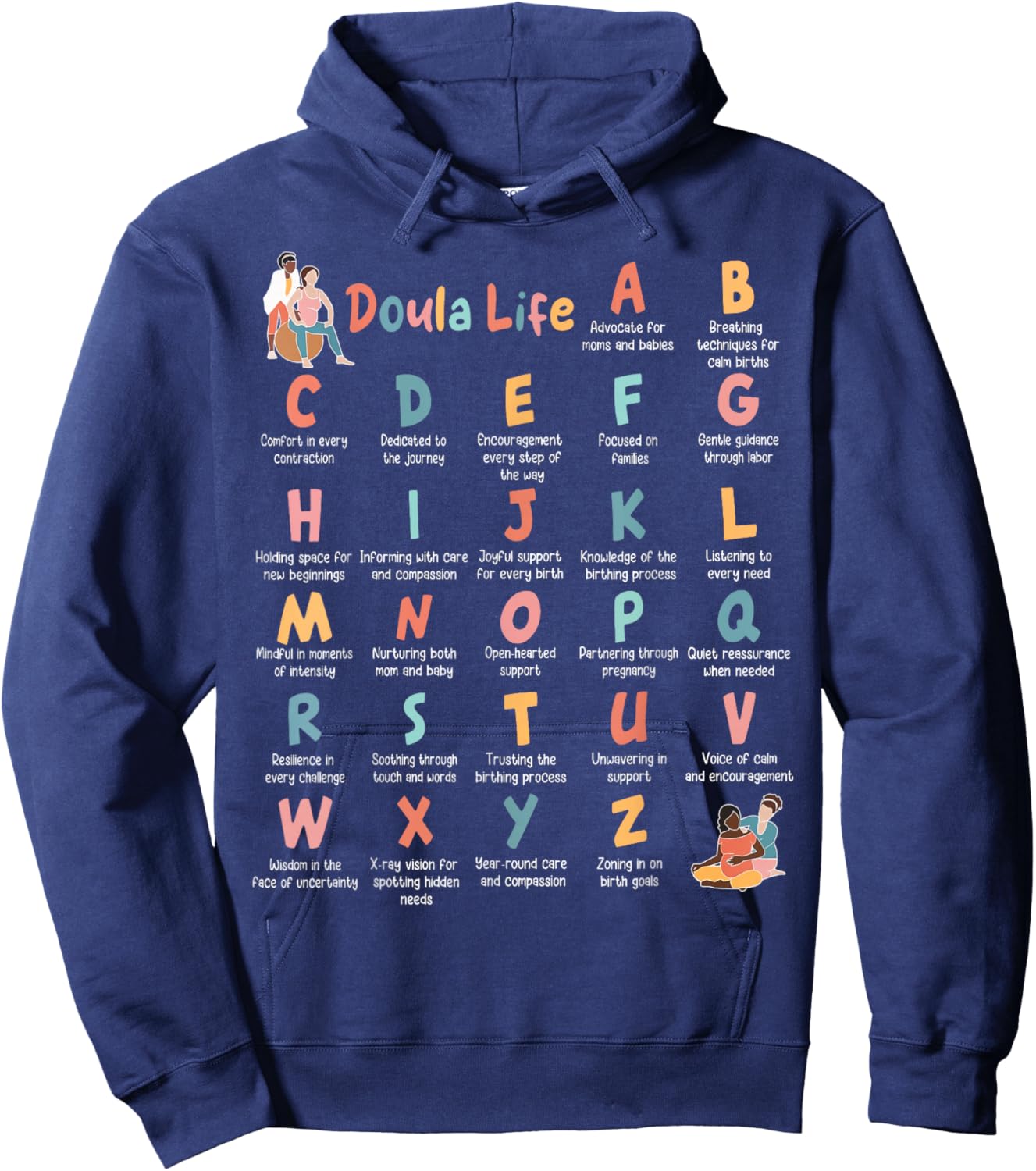 Doula Life Alphabet L And D Nurse Midwife Birth Worker Hoodie - Hoodie | Navy