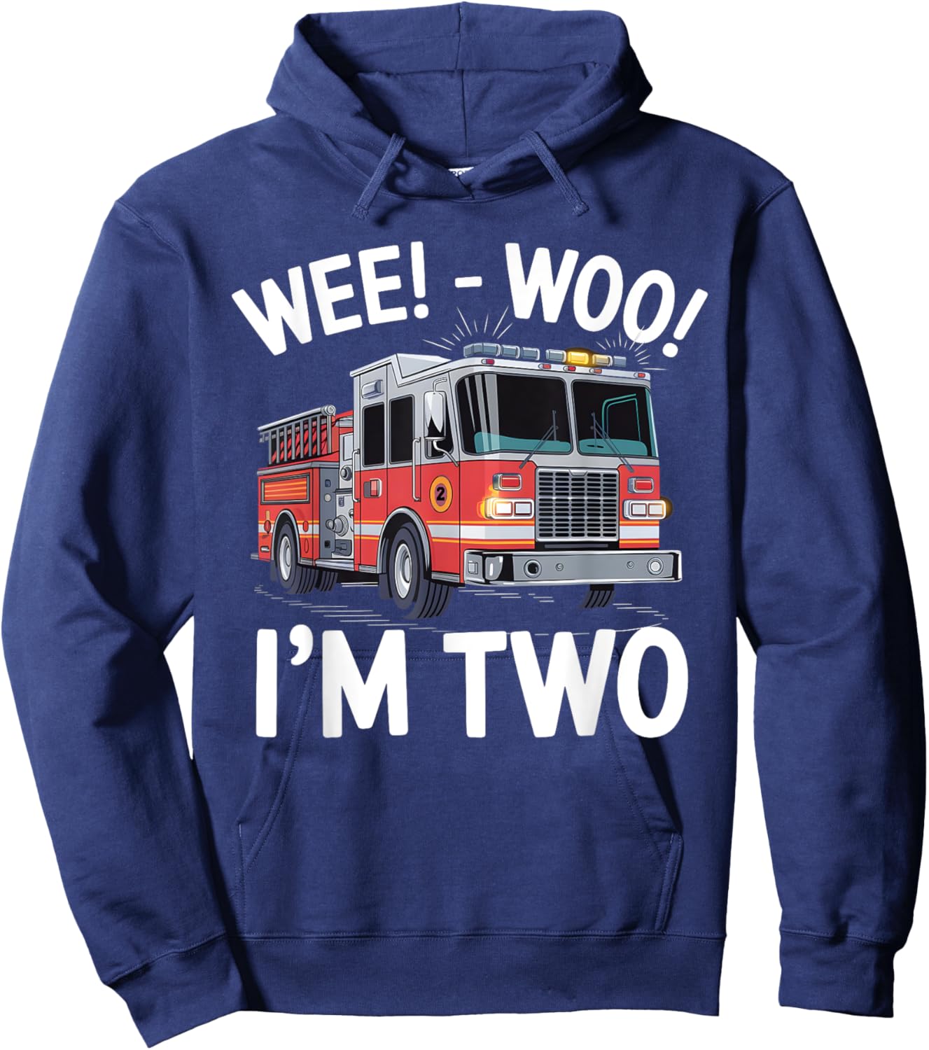 Wee woo i'm 2 Two Year Old Boy Firefighter Hoodie - Hoodie | Navy