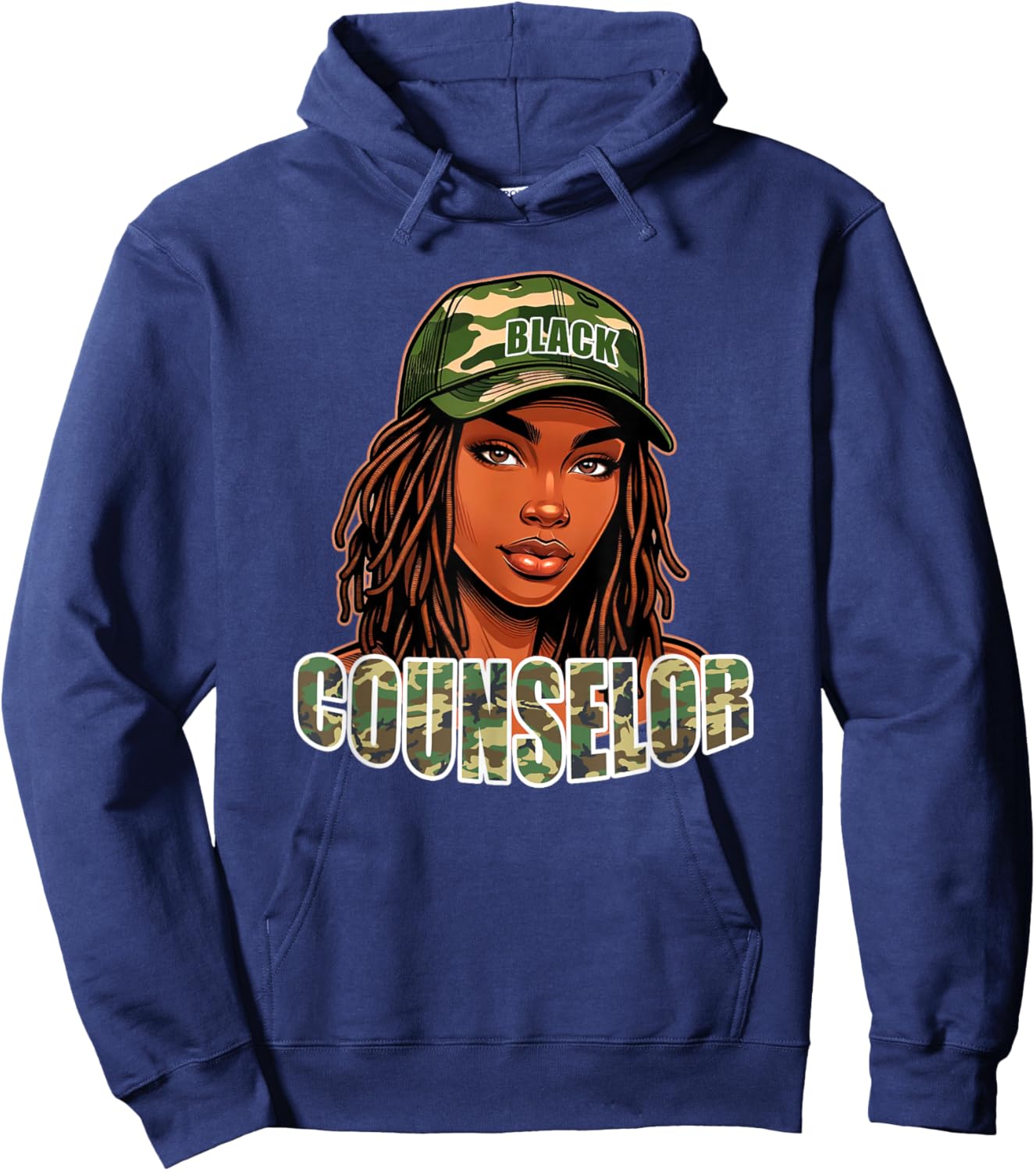 Camo Counselor | School Guidance or Camp Hoodie - Hoodie | Navy