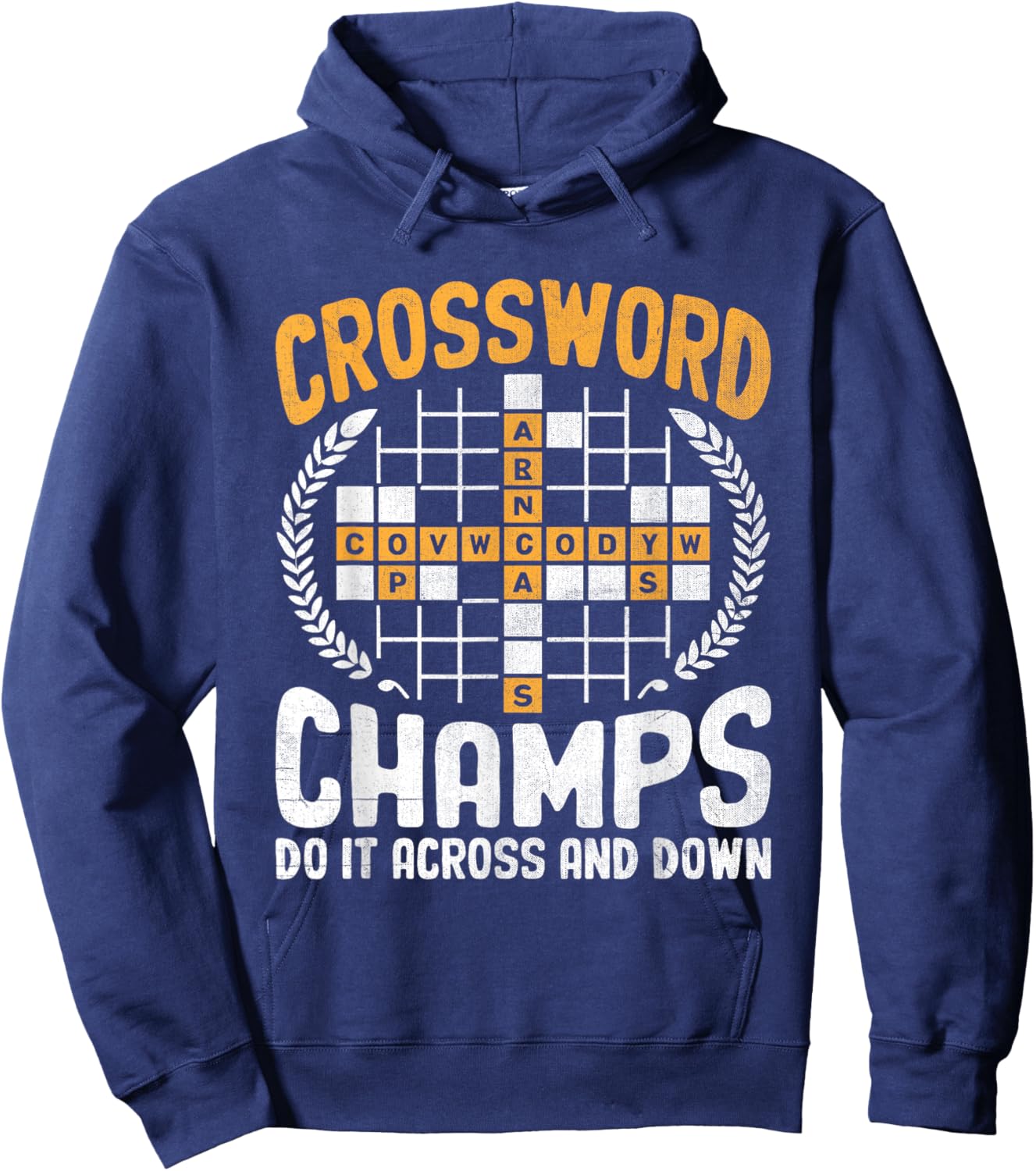 Funny Vintage Crossword Puzzle Solvers Word Nerd Lover Hoodie - Hoodie | Navy