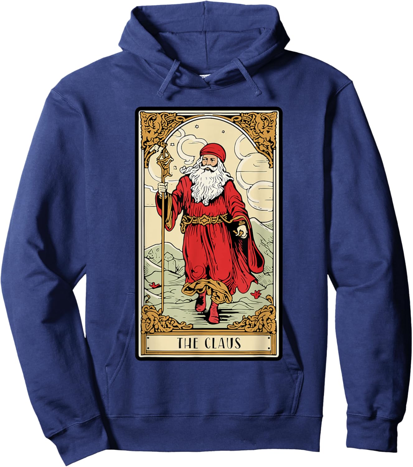 Vintage Santa Claus Card Christmas Aesthetic Mystical Hoodie - Hoodie | Navy