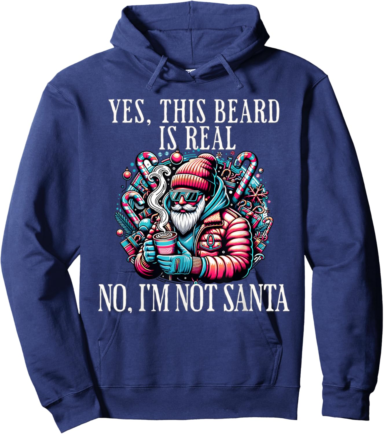 Yes This Beard Is Real No I'm Not Santa Christmas Bearded Hoodie - Hoodie | Navy