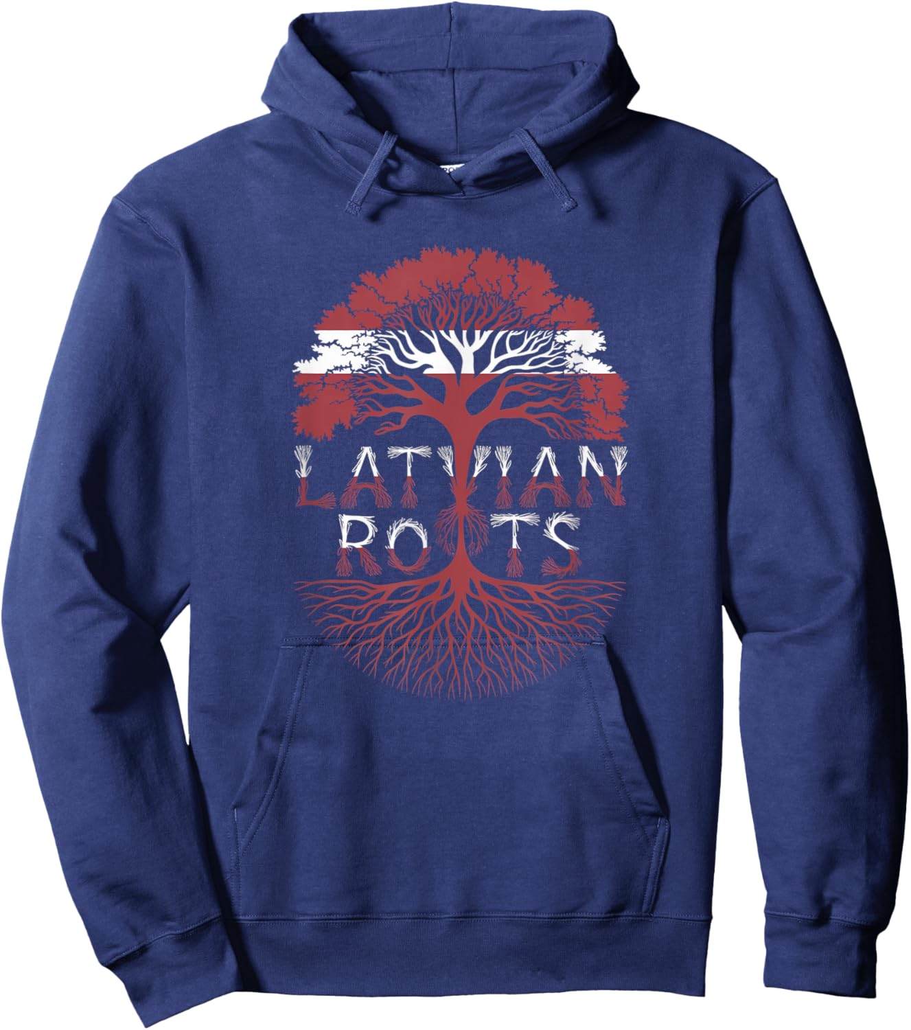 Latvian Roots - Latvia Flag Colors Family Tree Souvenir Hoodie - Hoodie | Navy