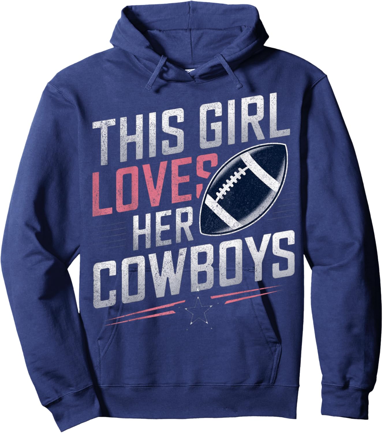 This Girl Loves Her Cowboys Vintage Retro Hoodie - Hoodie | Navy