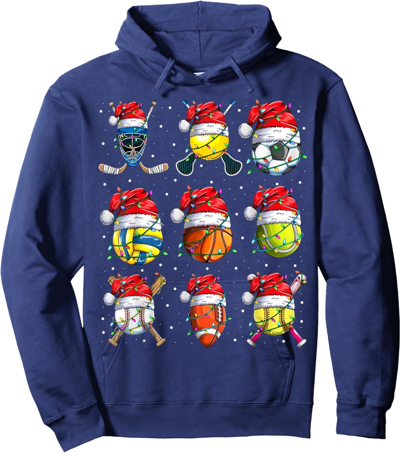 Santa Sports Design Boys Christmas Sport Ball Player Hoodie - Hoodie | Navy