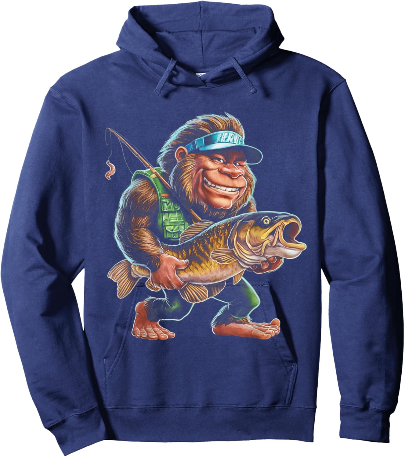Catfishing Bigfoot Sasquatch Fishing Catfishermen Men Boys Hoodie - Hoodie | Navy