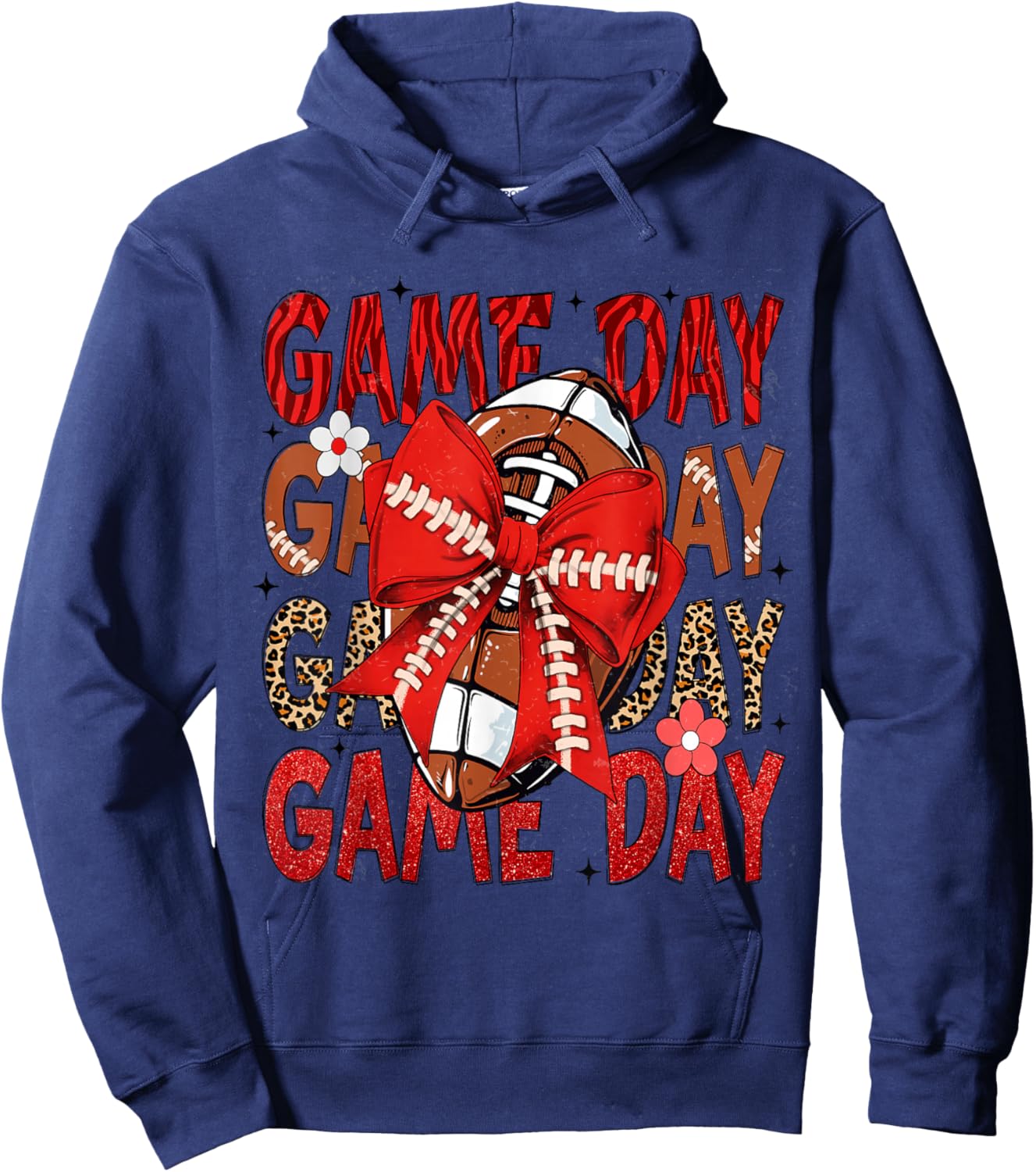 Football Lover Coquette Bow Game Day Fan & Player Mom & Girl Hoodie - Hoodie | Navy