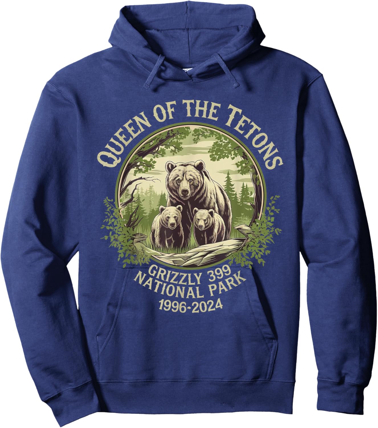 Queen Of The Tetons Grizzly 399 Wildlife Preserve 1996-2024 Hoodie - Hoodie | Navy
