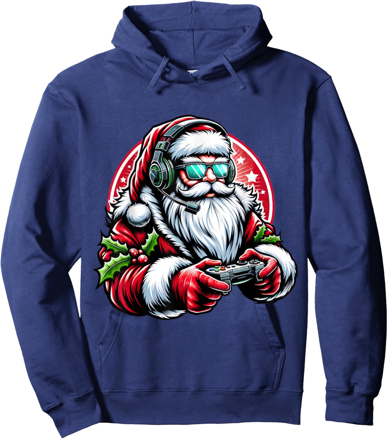 Christmas Gamer Boys Video Game Santa Xmas Hoodie - Hoodie | Navy