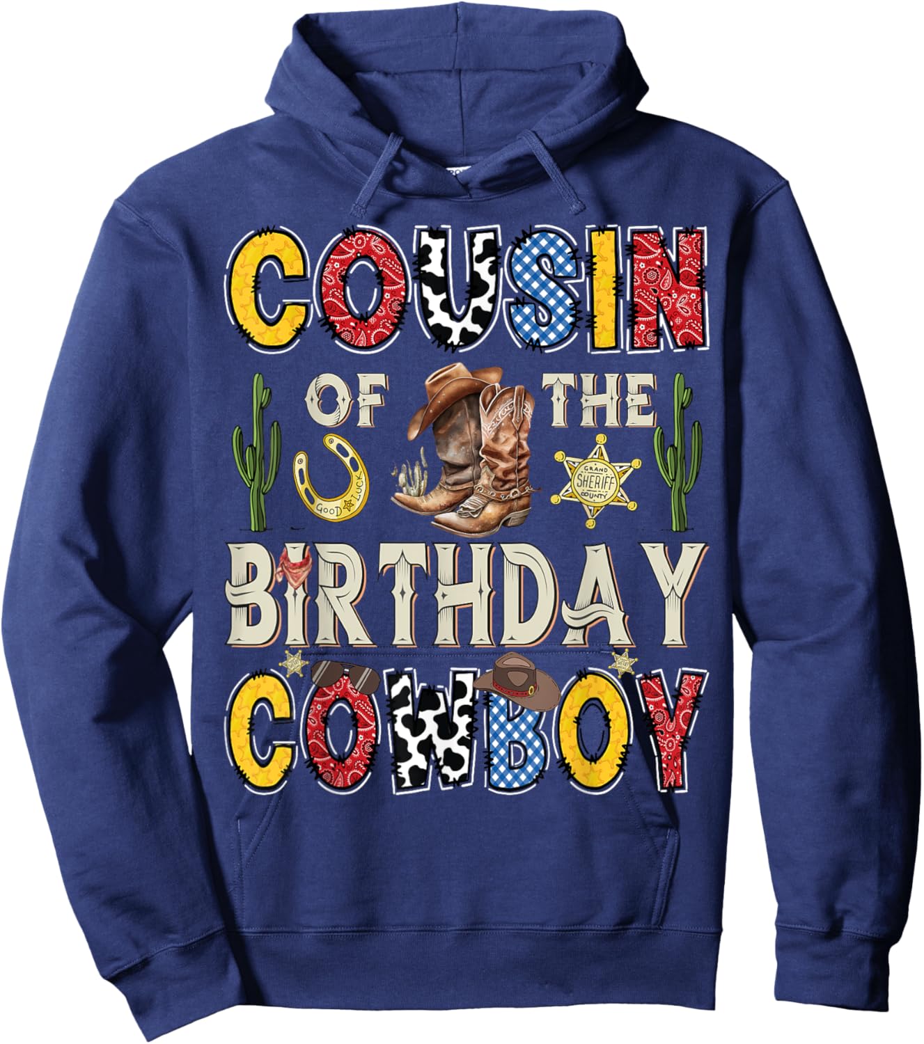 Cousin Of The Birthday CowBoy Rodeo Cousin Western Hoodie - Hoodie | Navy