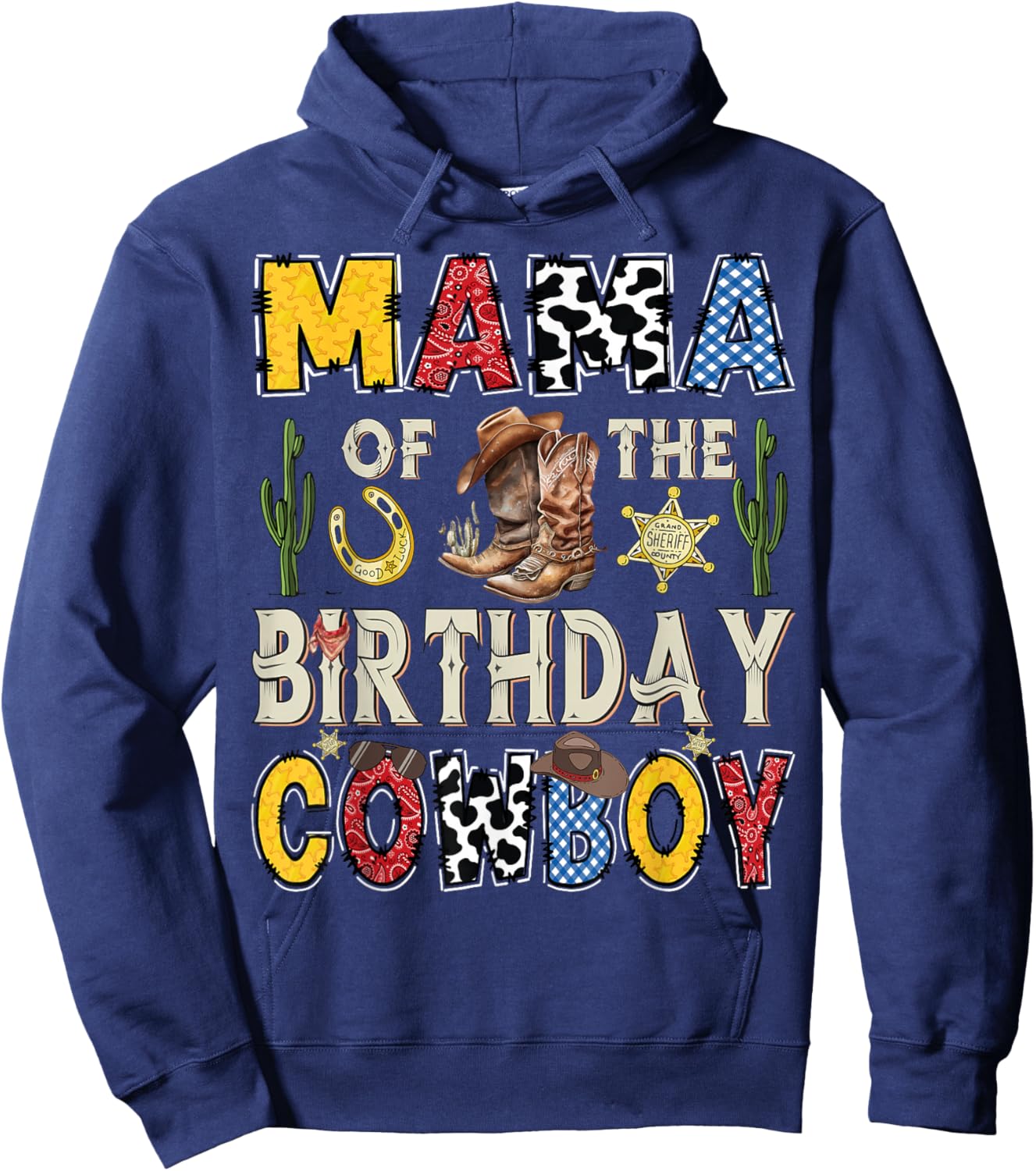 Mama Of The Birthday CowBoy Rodeo Mama Western Hoodie - Hoodie | Navy