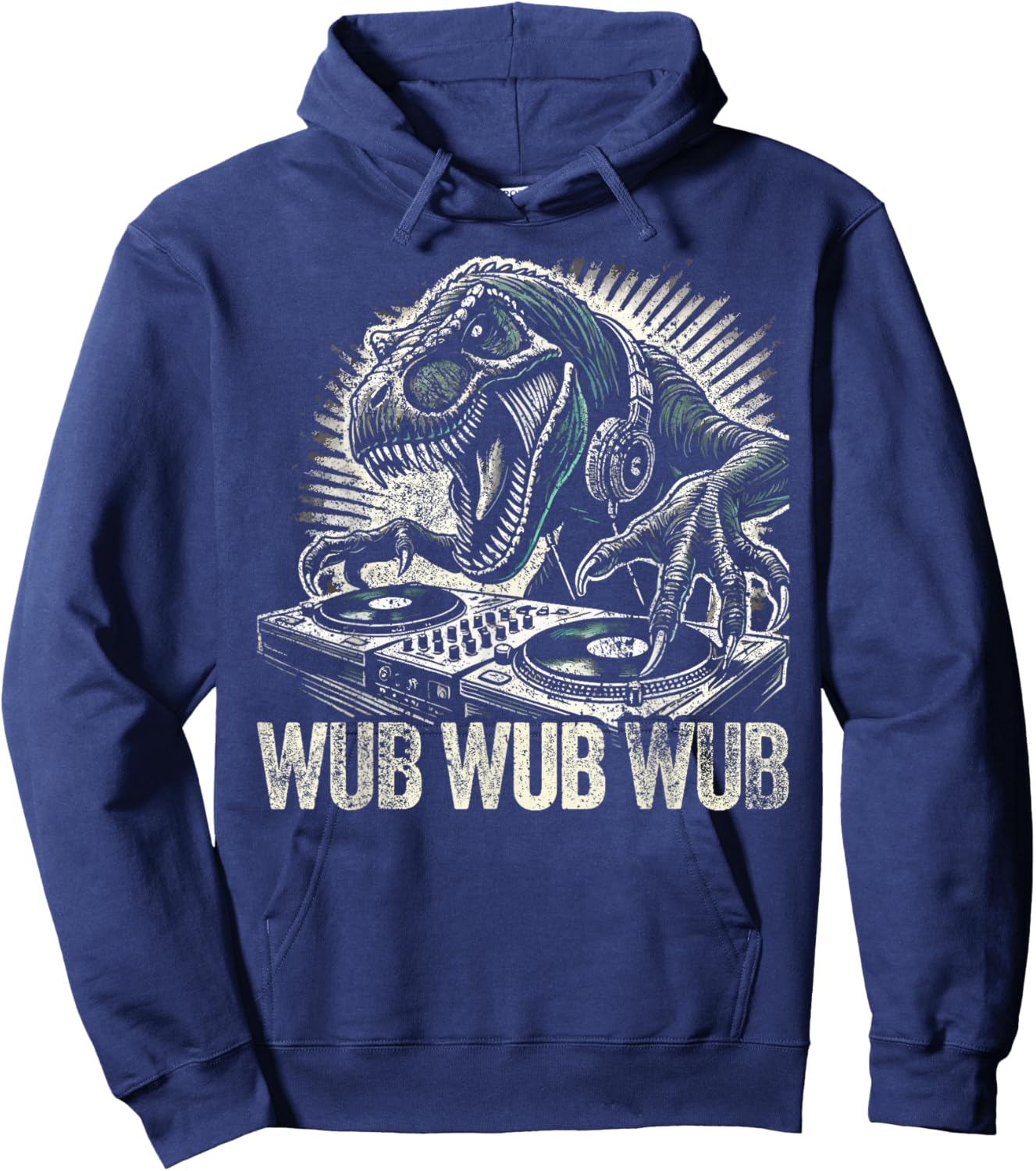 Electronic Music Dinosaur Dj Dubstep Hoodie - Hoodie | Navy