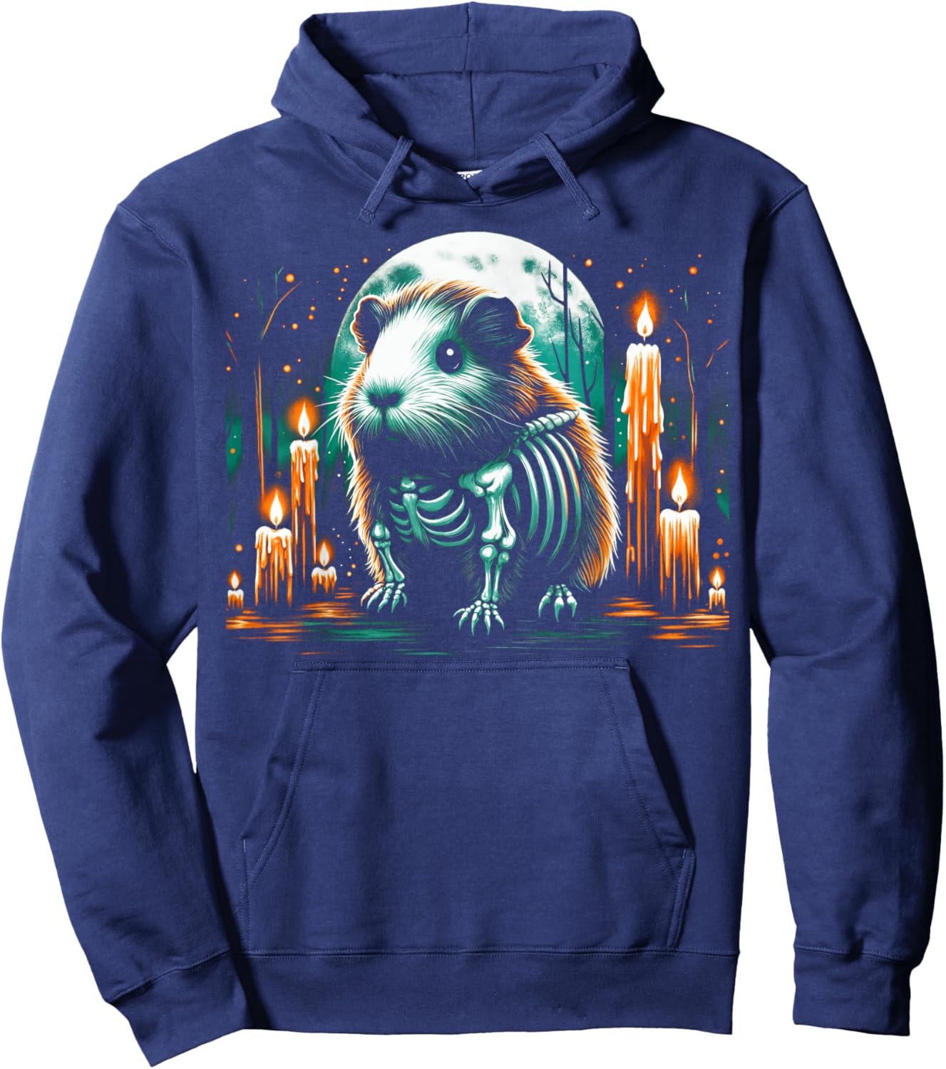 Cool Guinea Pig Skeleton Halloween Christmas Birthday Hoodie - Hoodie | Navy