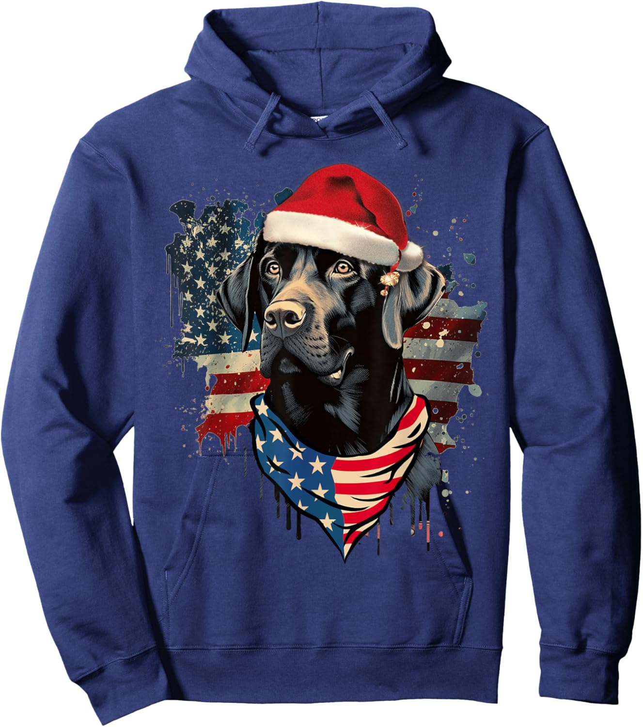 Retro Black Labrador Vintage Santa Christmas Tree Dog Xmas Men Women Kids Hoodie - Hoodie | Navy