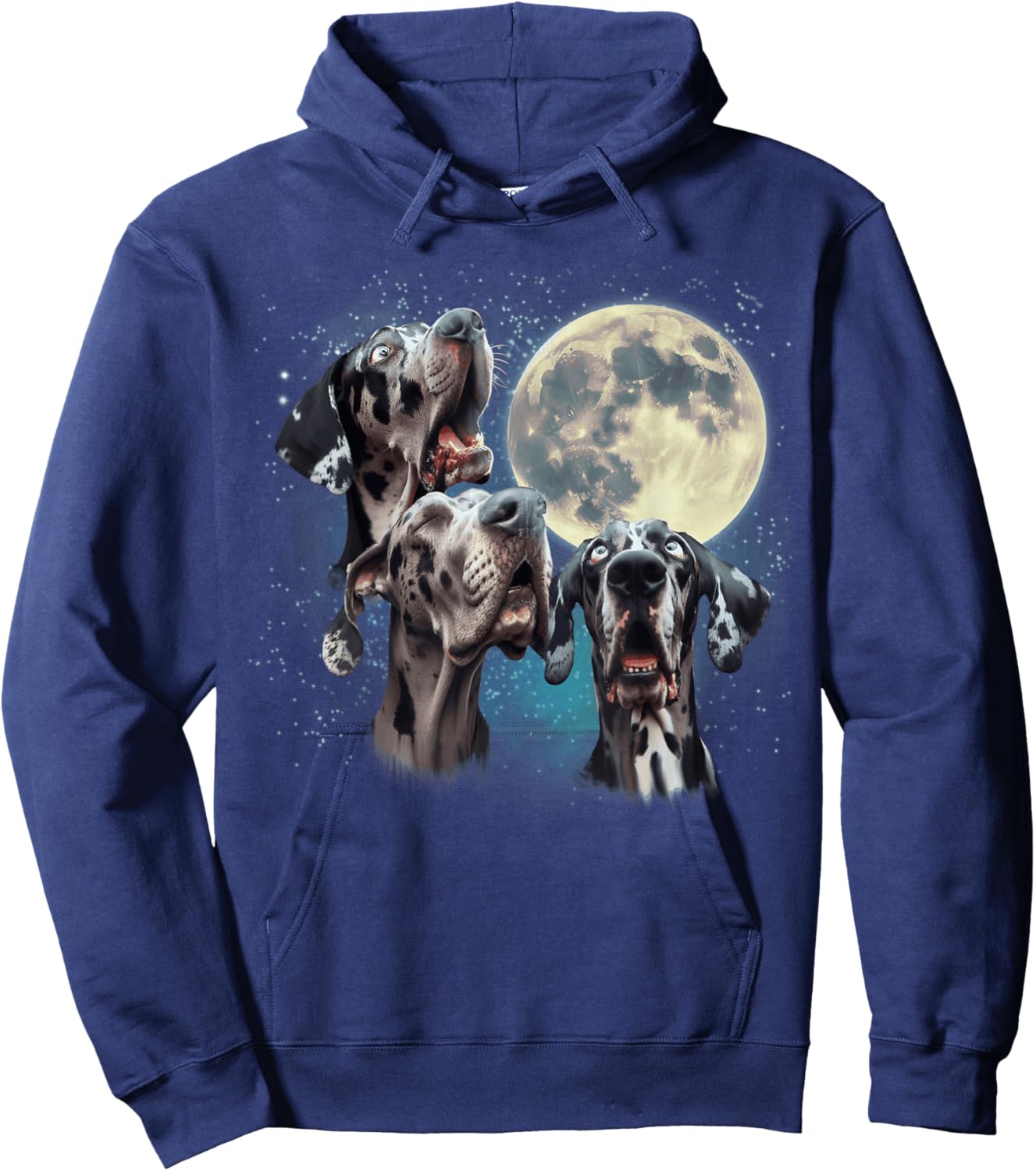 Funny Three Dog Moon, 3 Great Dane Merle Natural, Weird Meme Women Kids Hoodie - Hoodie | Navy