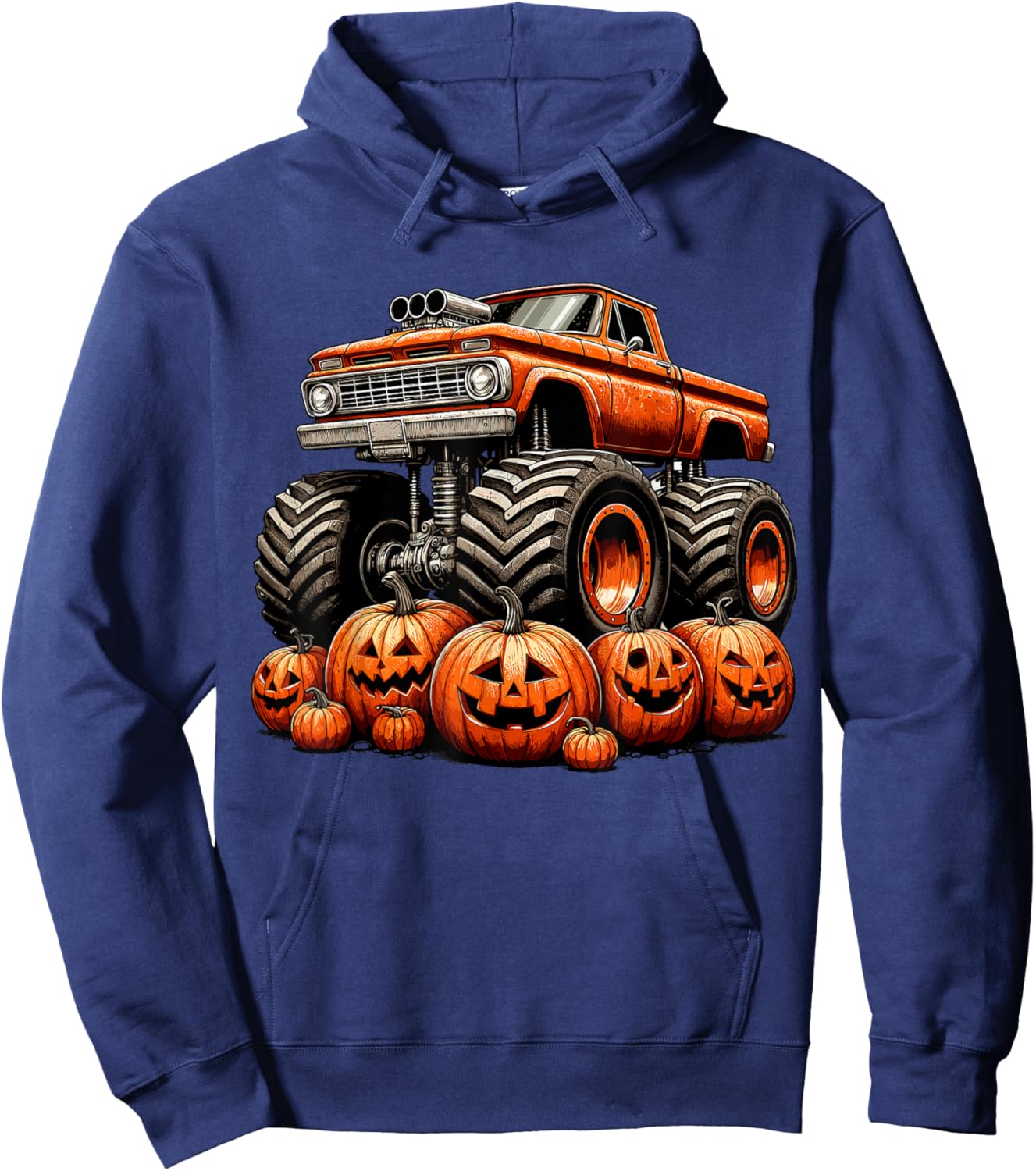 Monster Truck Pumpkin Halloween Hoodie - Hoodie | Navy