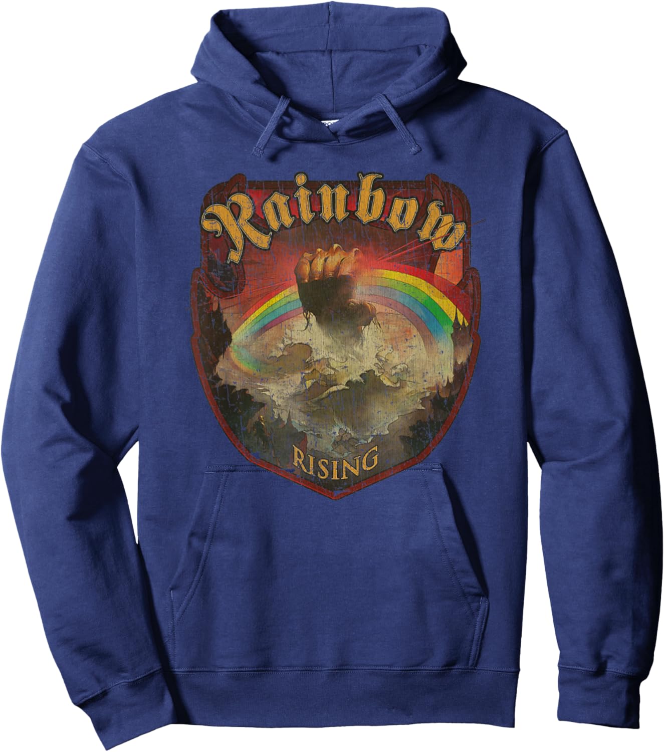 Vintage Rainbow Rising 70s Music Demon Hard Rock Hoodie - Hoodie | Navy