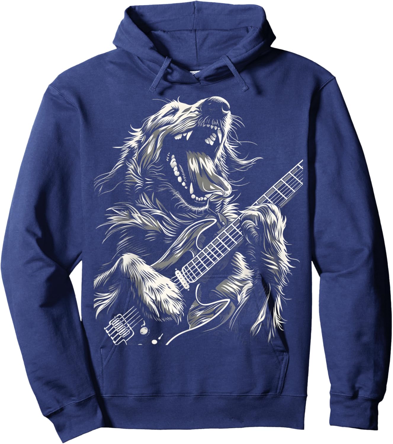 Golden Retriever Dog Playing Electric Guitar Rock Dog Dad Men Women Kids Hoodie - Hoodie | Navy