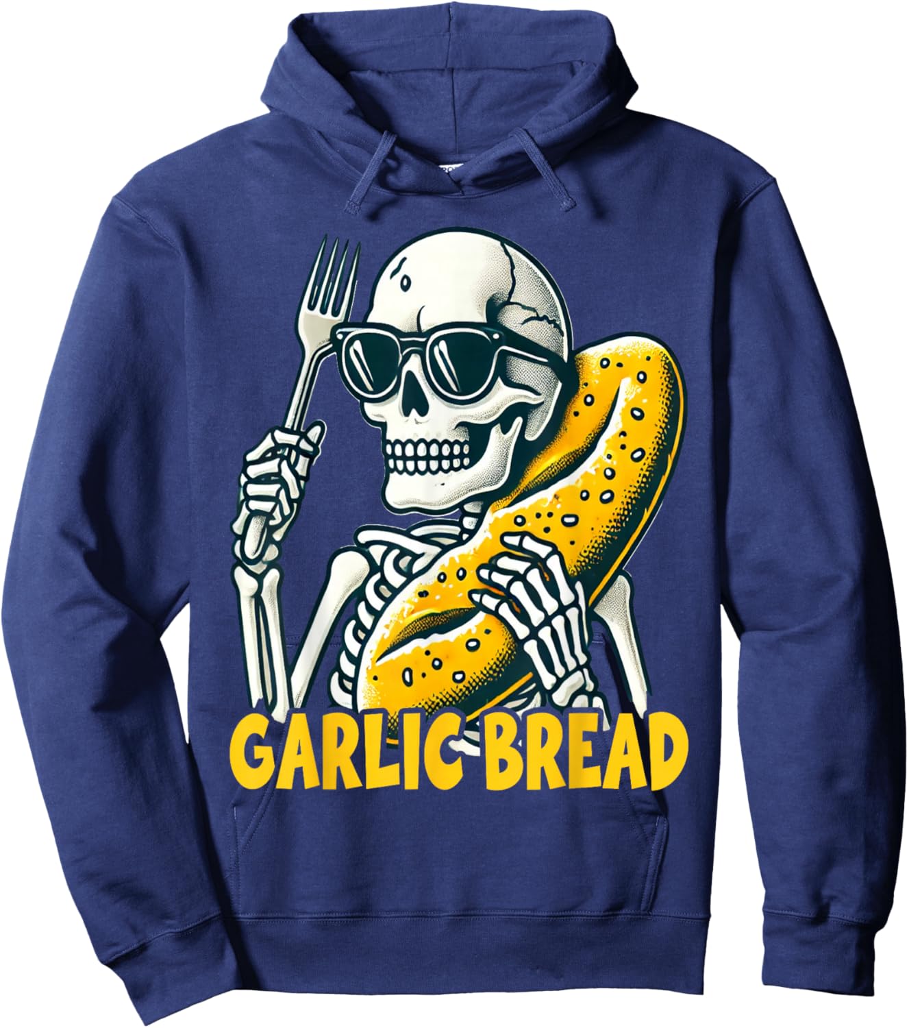 Garlic Bread Skeleton Funny Hoodie - Hoodie | Navy