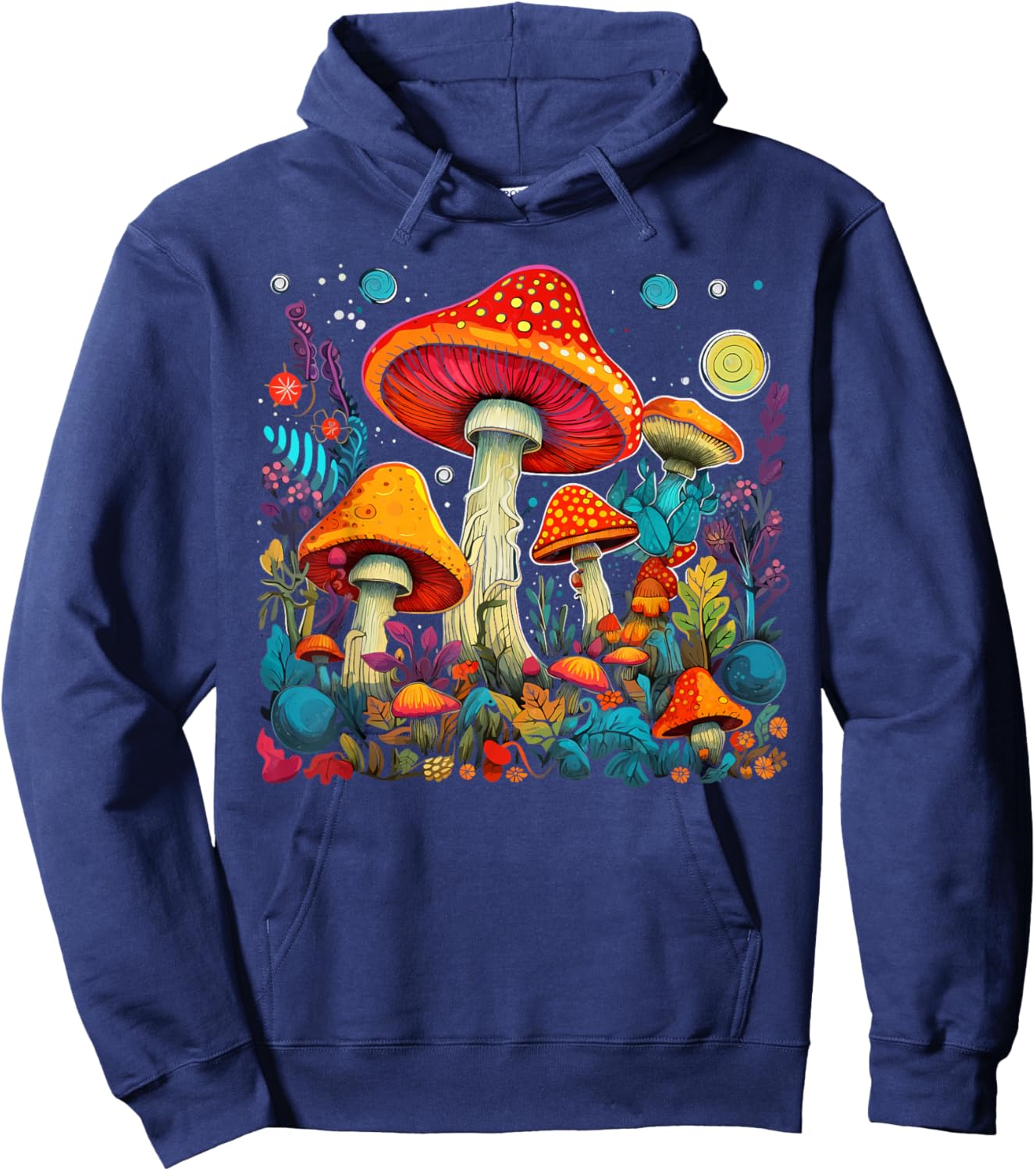 Hippie Mushrooms Psychedelic Forest Fungi Festival Hoodie - Hoodie | Navy