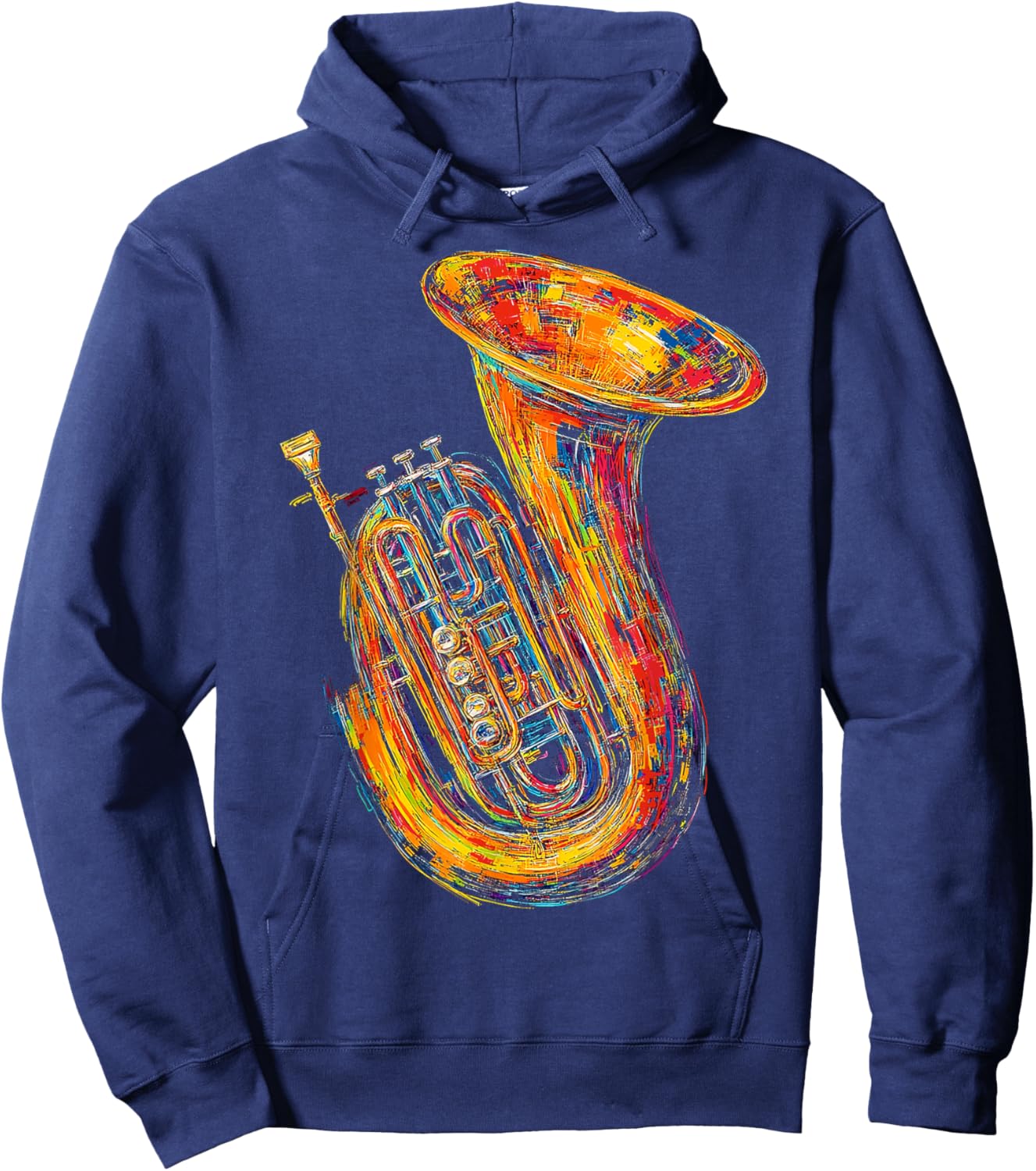 Tuba Music Instrument Motif Artwork Tuba Hoodie - Hoodie | Navy