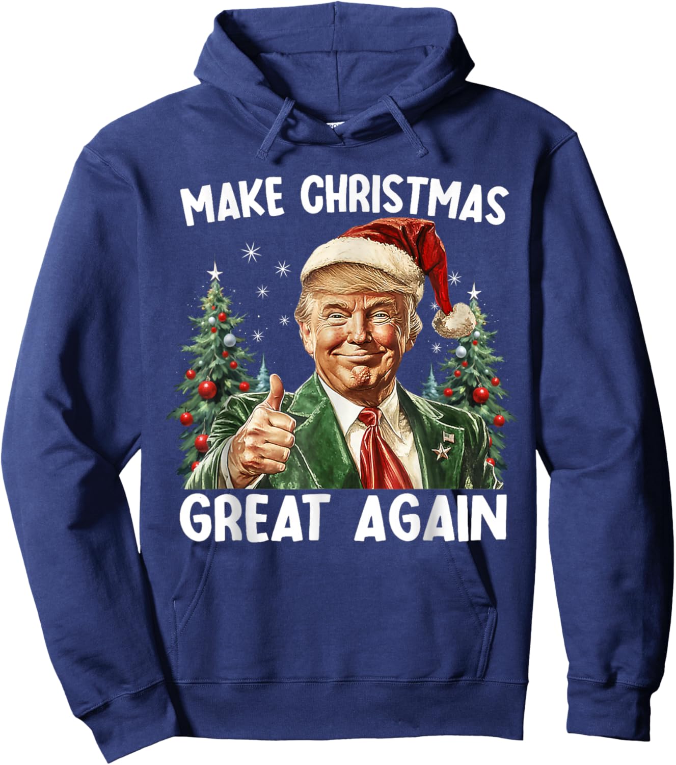 Make Christmas Great Again Funny Santa Trump 2025 Men Xmas Hoodie - Hoodie | Navy