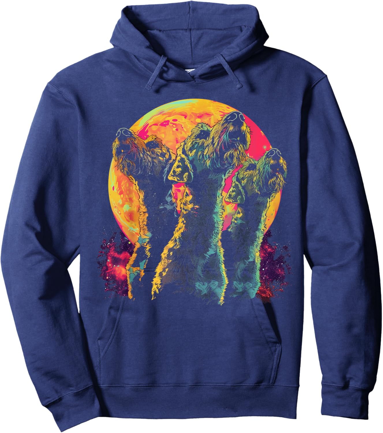 Airedale Terrier Dog Howling Moon Hoodie - Hoodie | Navy