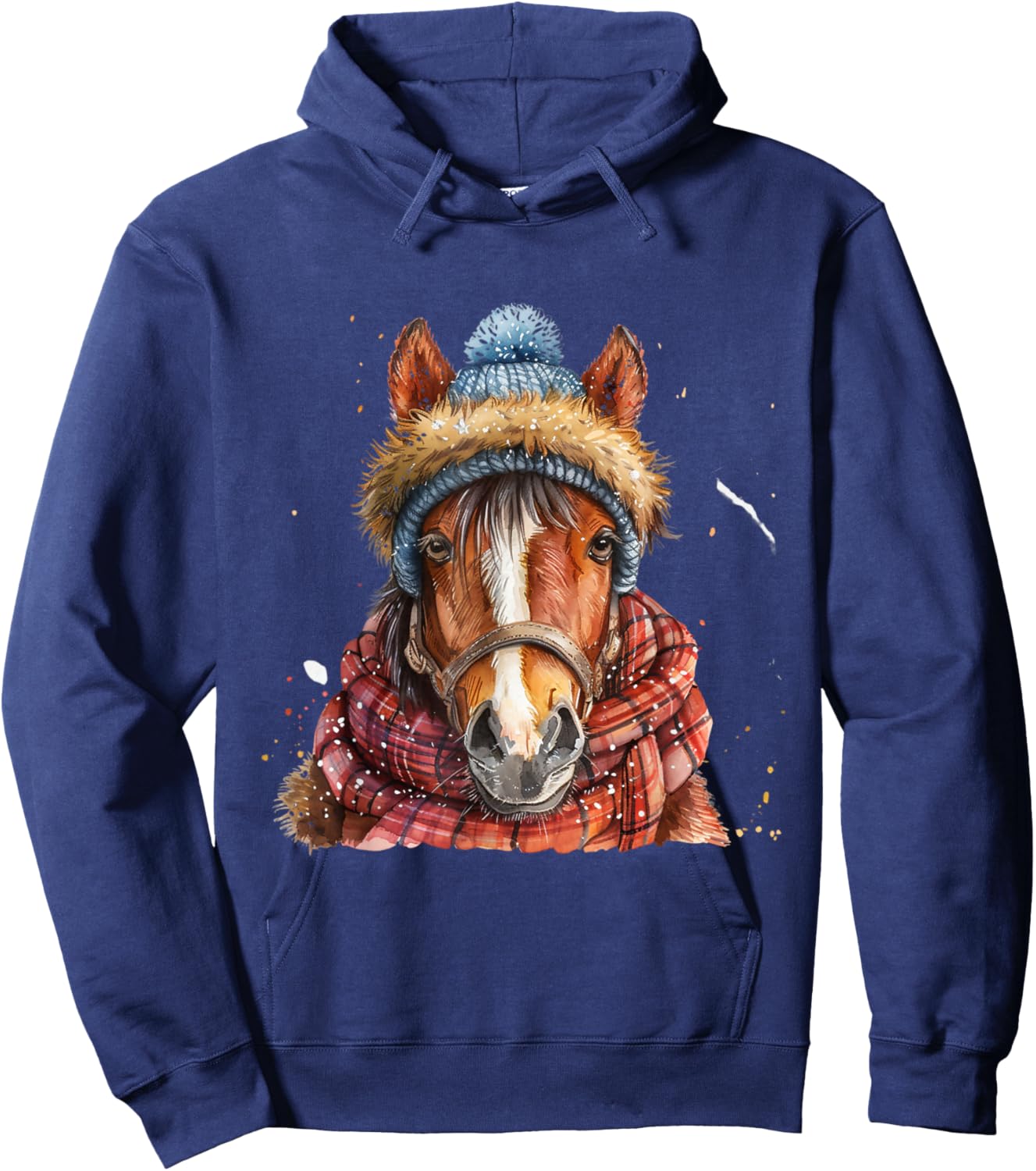 Merry Christmas Gifts For The Whole Family Adult Equestrian Horse Portrait Christmas Horseback Riding Hoodie - Hoodie | Navy
