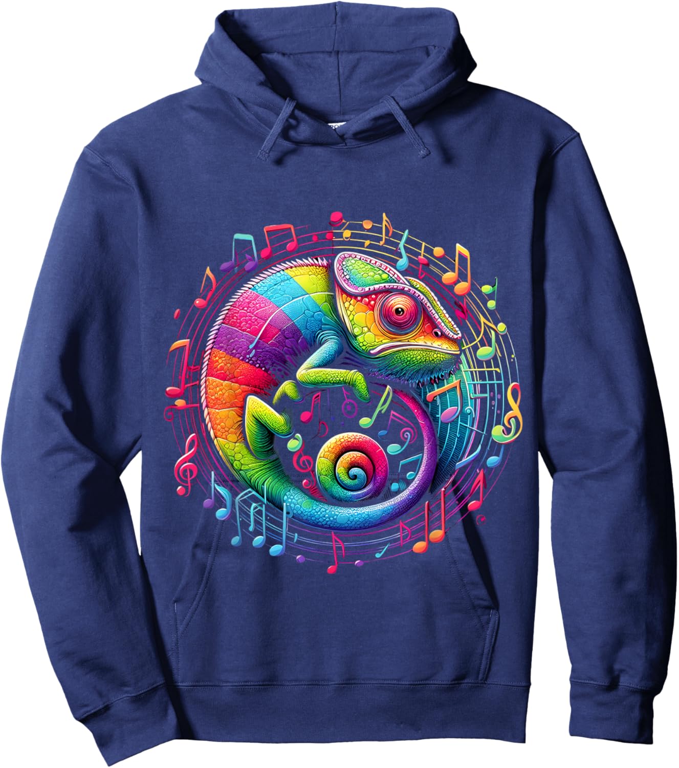 Retro Musical Chameleon Rainbow Circular Music Swirl Culture Hoodie - Hoodie | Navy