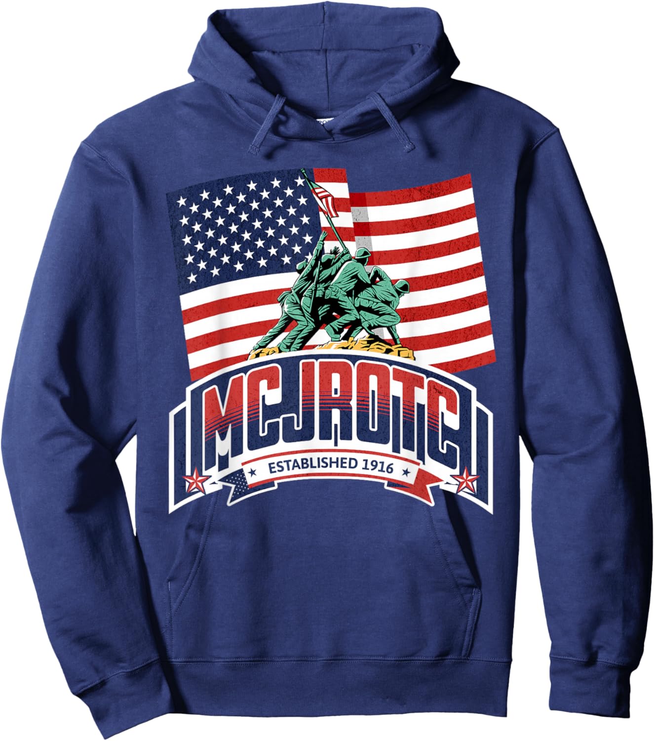 Patriotic MCJROTC Cadet Proud Military American Flag MCJROTC Hoodie - Hoodie | Navy