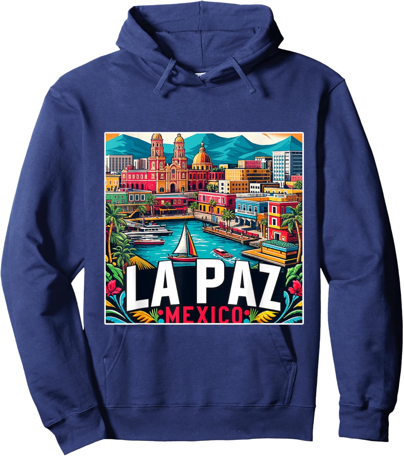 La Paz Mexico Shirt Family Vacation Trip Retro City Skyline Hoodie - Hoodie | Navy