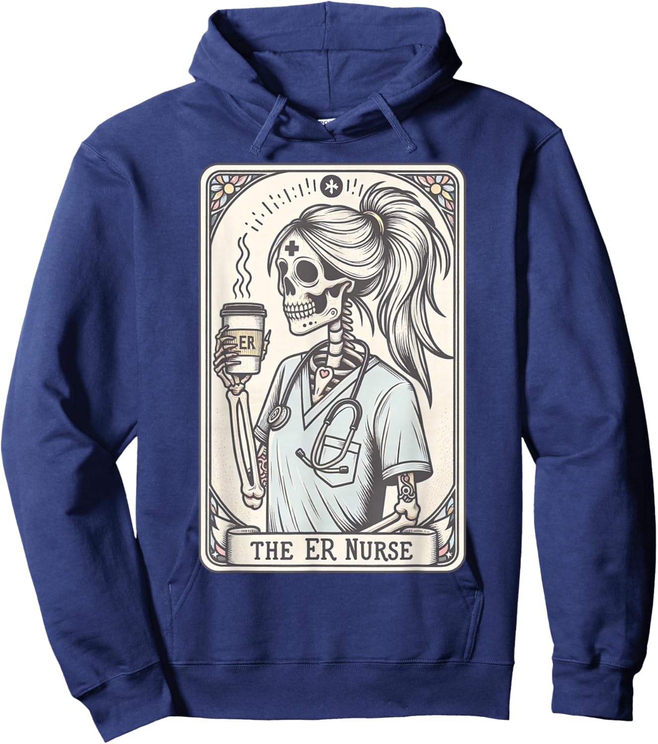 The Nurse Tarot Card Skeleton Nursing School Graduation RN Hoodie - Hoodie | Navy