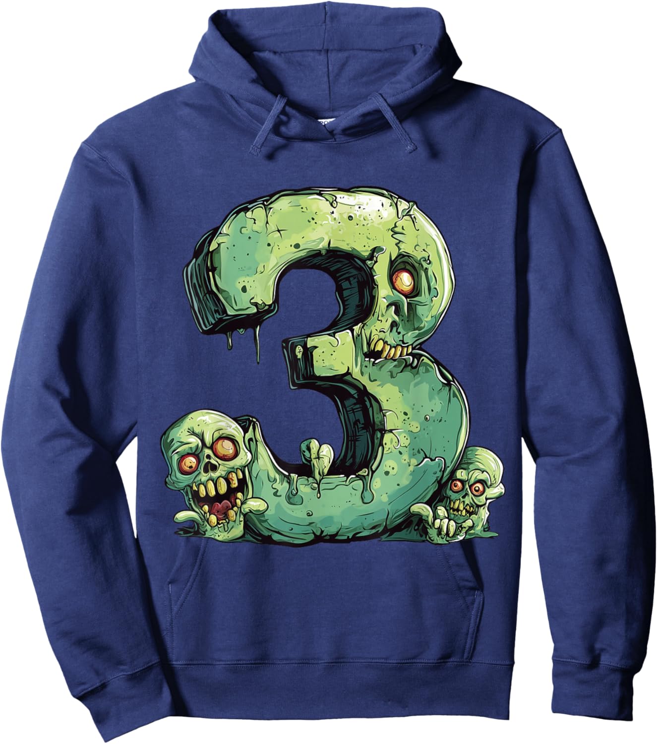 Toddler 3rd Birthday Zombie Halloween Themed 3 Year Old Kids Hoodie - Hoodie | Navy