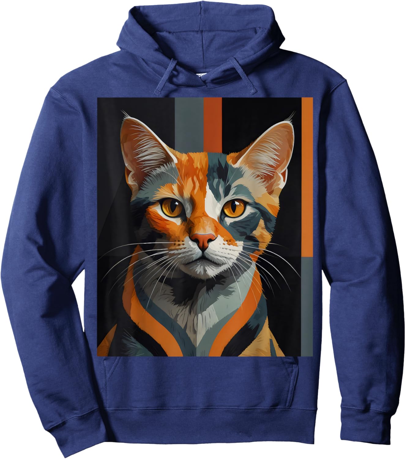 Geometric Feline Cat Abstract Cat Art For Cat Artwork Lovers Hoodie - Hoodie | Navy