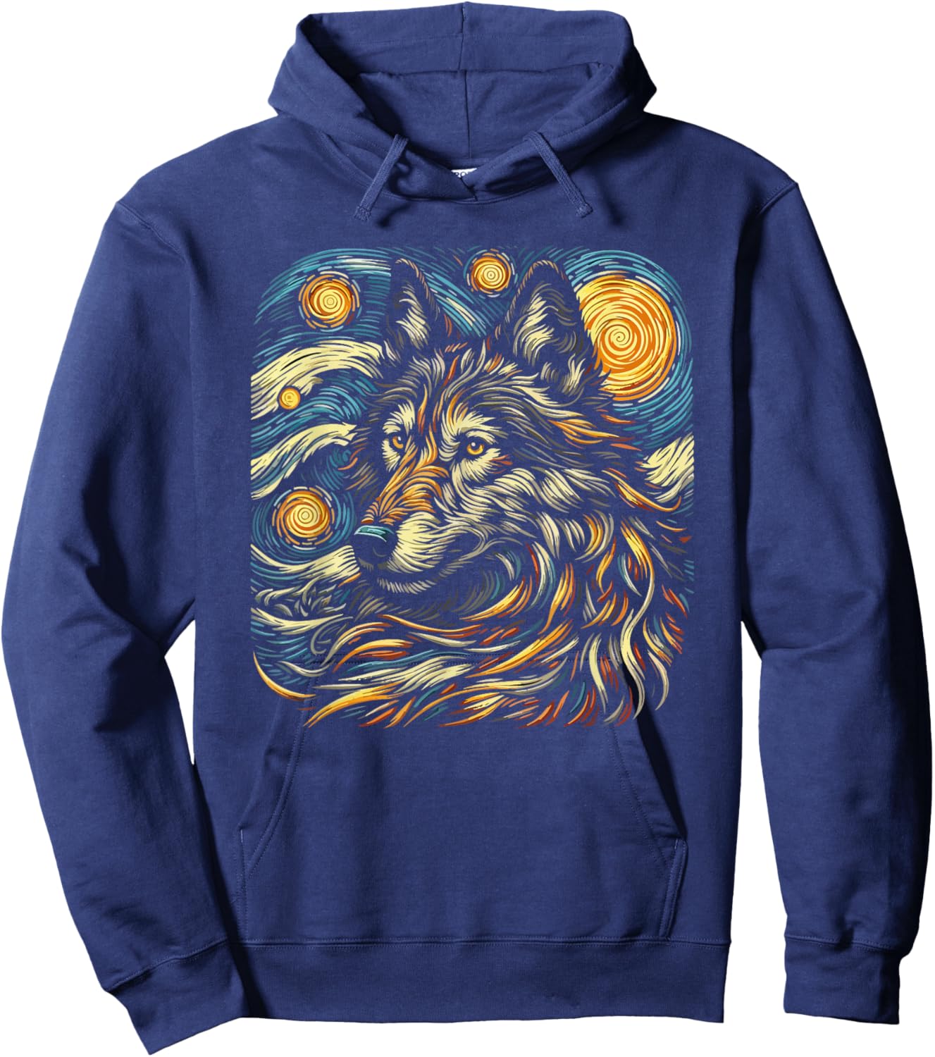 Howling Wolf Stars Moon Space Starry Night Wildlife Hoodie - Hoodie | Navy