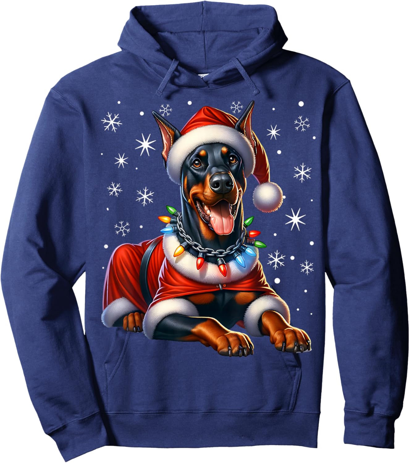 Doberman Santa Claus Costume Doberman Xmas Doberman Hoodie - Hoodie | Navy