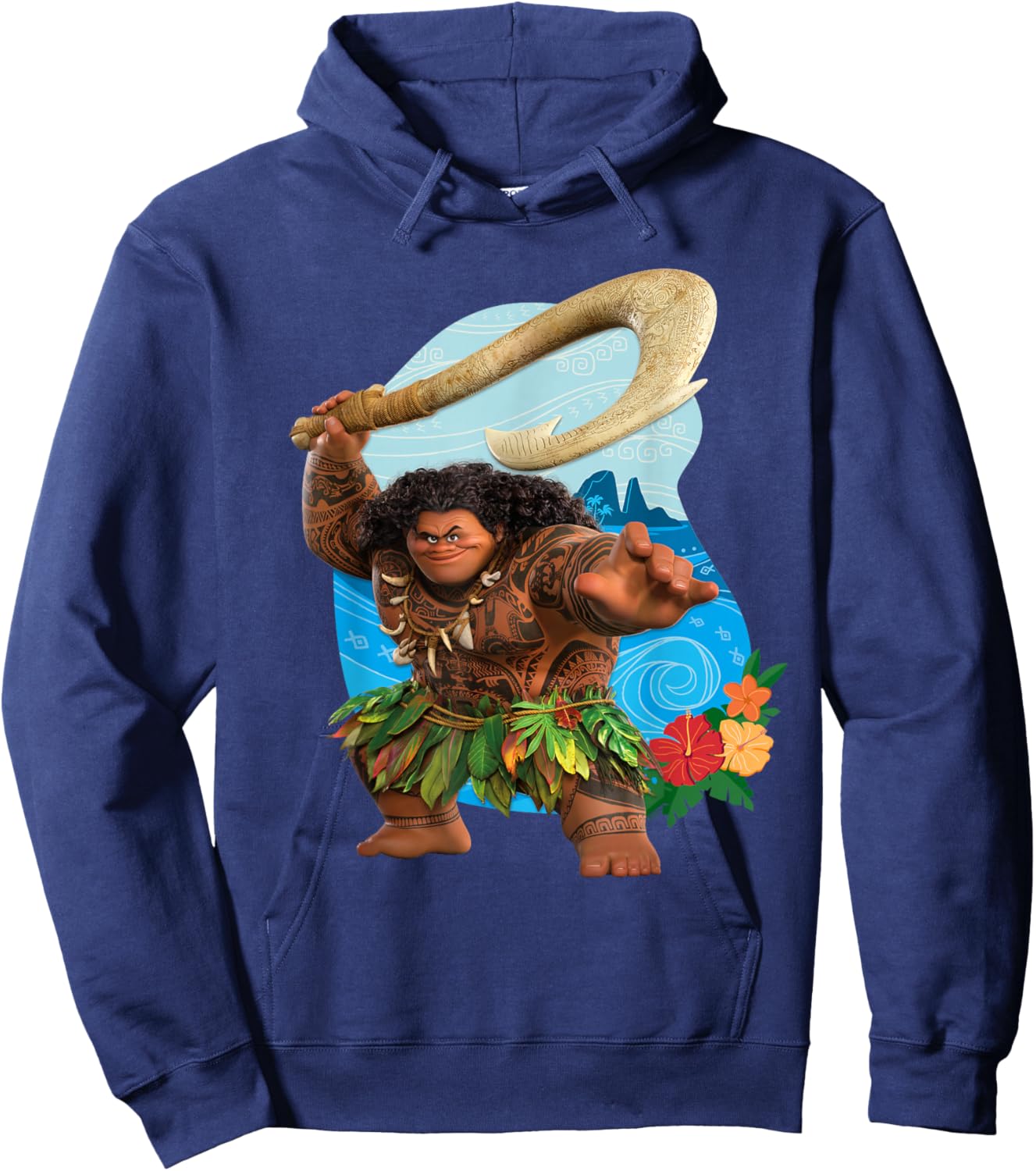 Disney Moana 2 Tropical Island Adventure Maui with Fish Hook Hoodie - Hoodie | Navy