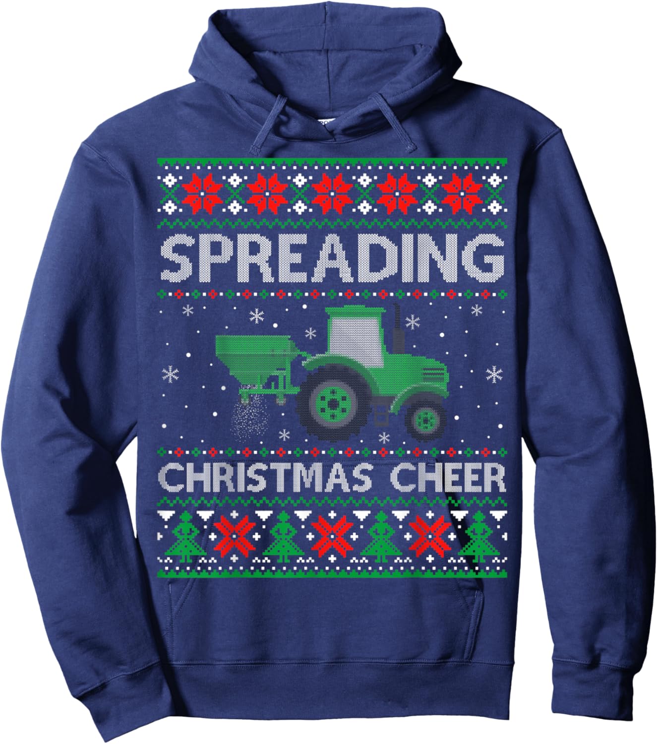 Spreading Christmas Cheer Farming Tractor Ugly Hoodie - Hoodie | Navy