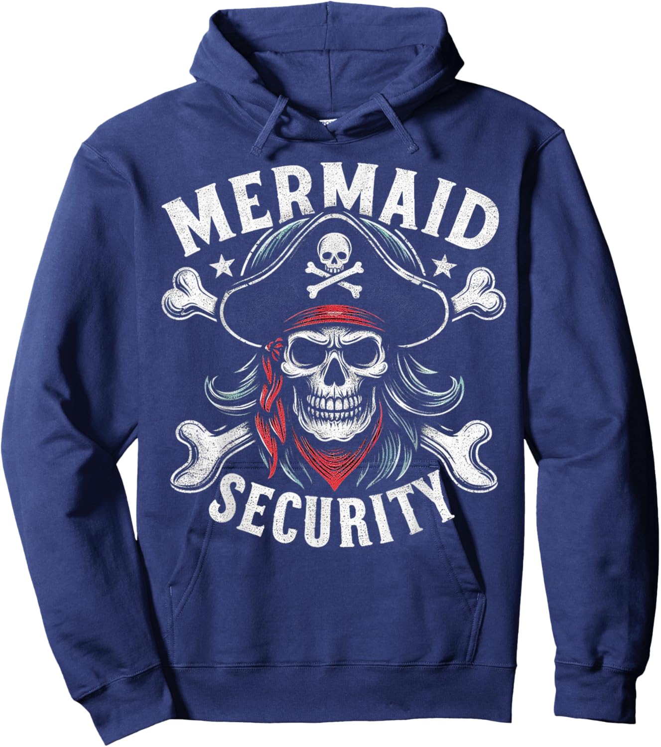 Mermaid Security Crossbone Treasure Hunting Funny Pirate Hoodie - Hoodie | Navy
