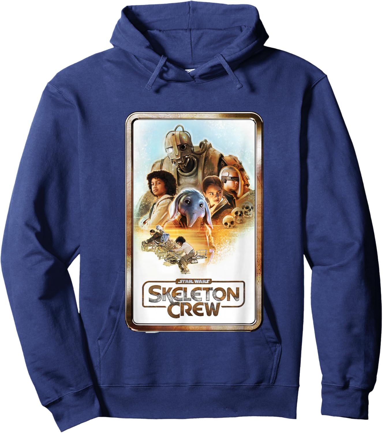 Star Wars Skeleton Crew Retro Golden Frame Poster Hoodie - Hoodie | Navy