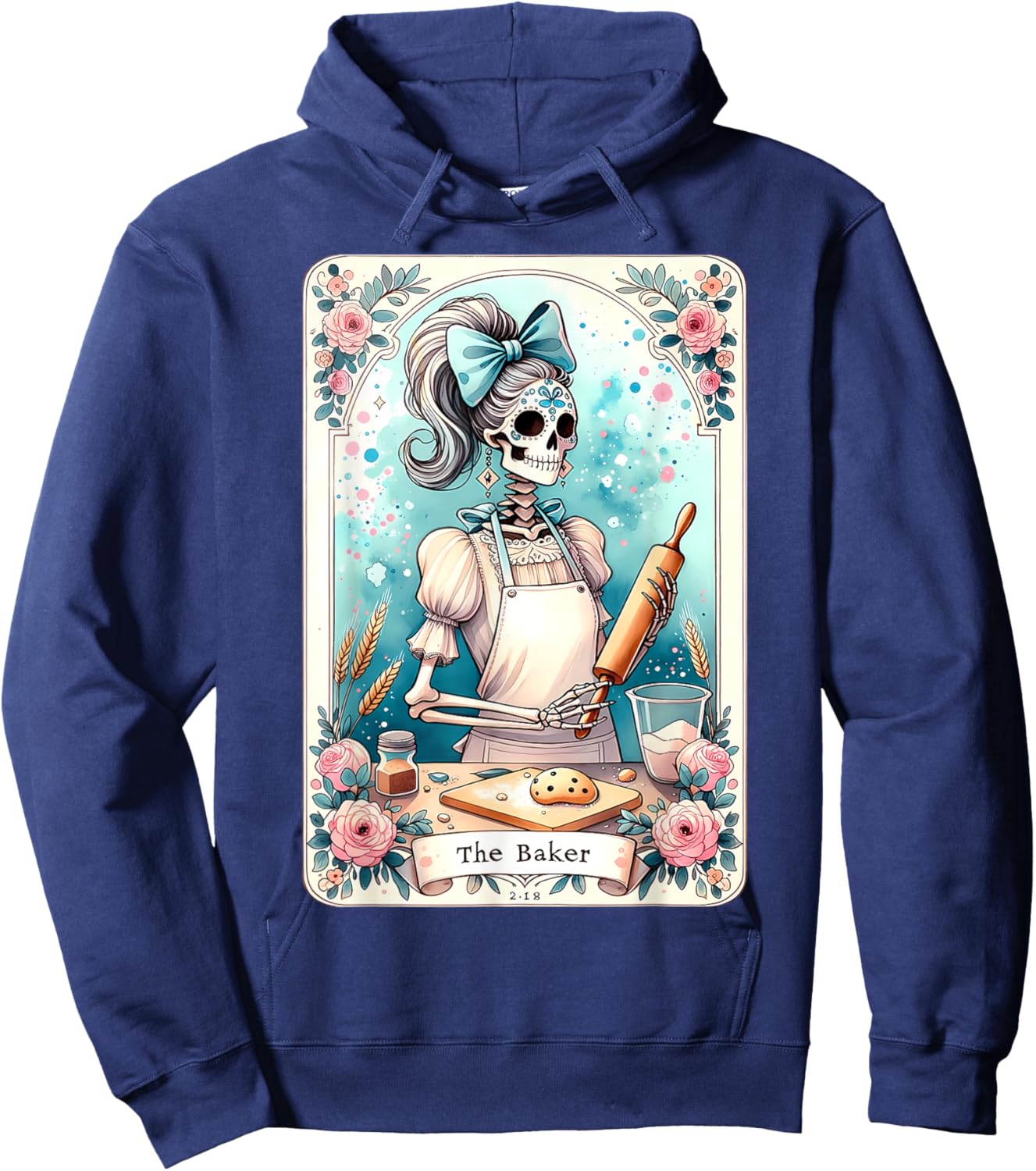 The Baker Tarot Card Skeleton Cook Witchy Chef Kitchen Lover Hoodie - Hoodie | Navy
