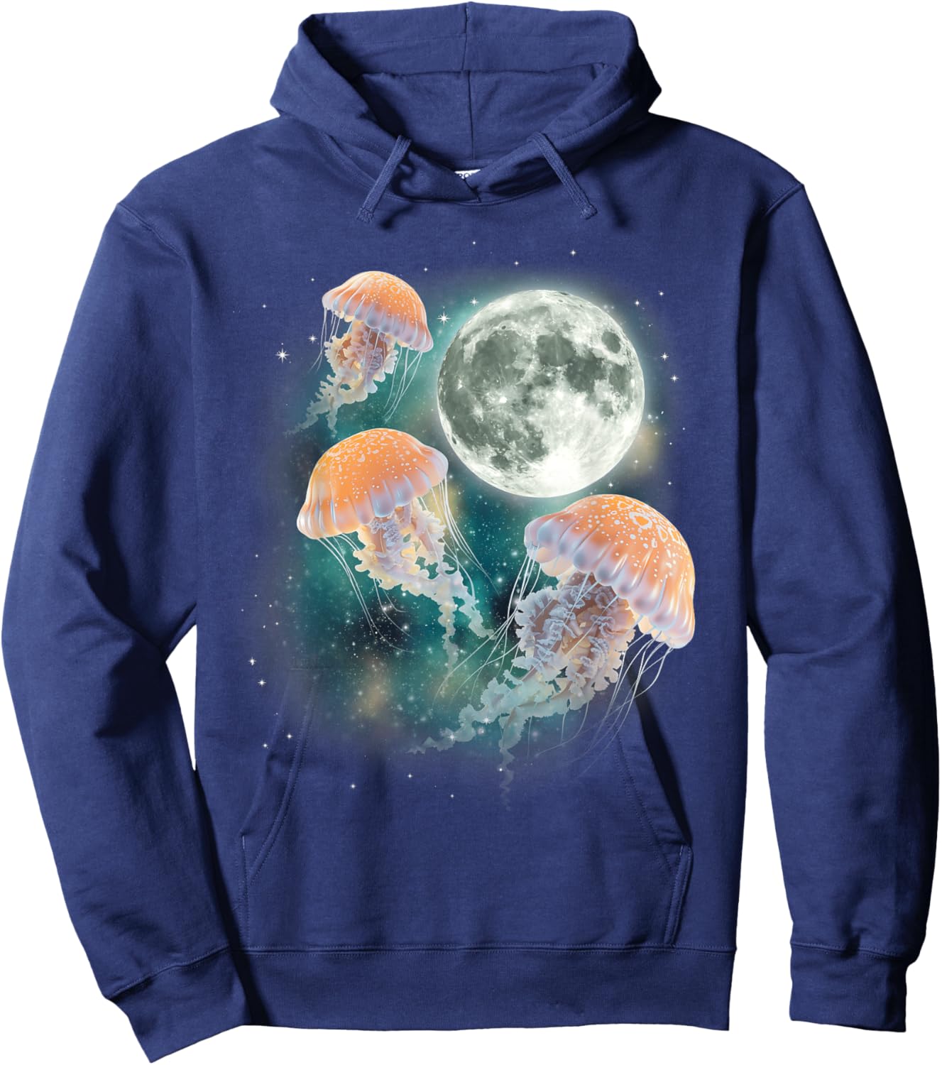 Three Jellyfish Moon | Underwater Ocean Life Parody Meme Hoodie - Hoodie | Navy