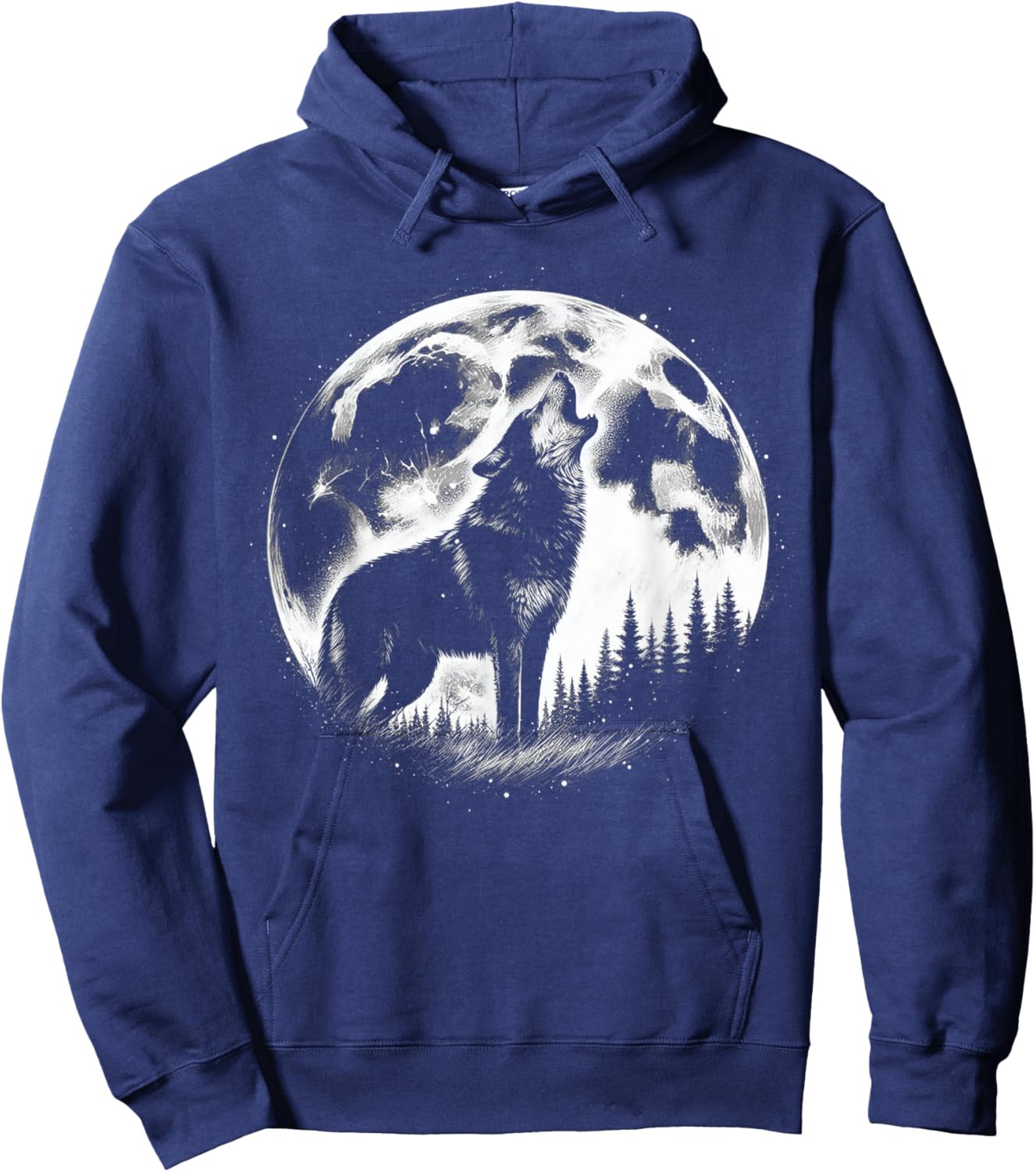 Wolf Howling Moon Forest Nature Wildlife Animal Hoodie - Hoodie | Navy