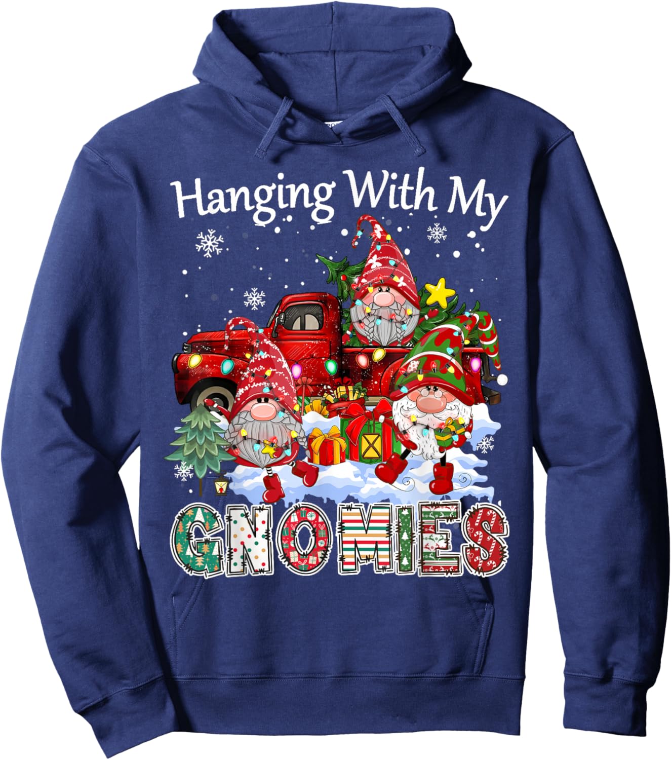 2025 Christmas Gnome Hanging With My Gnomies Matching Family Hoodie - Hoodie | Navy
