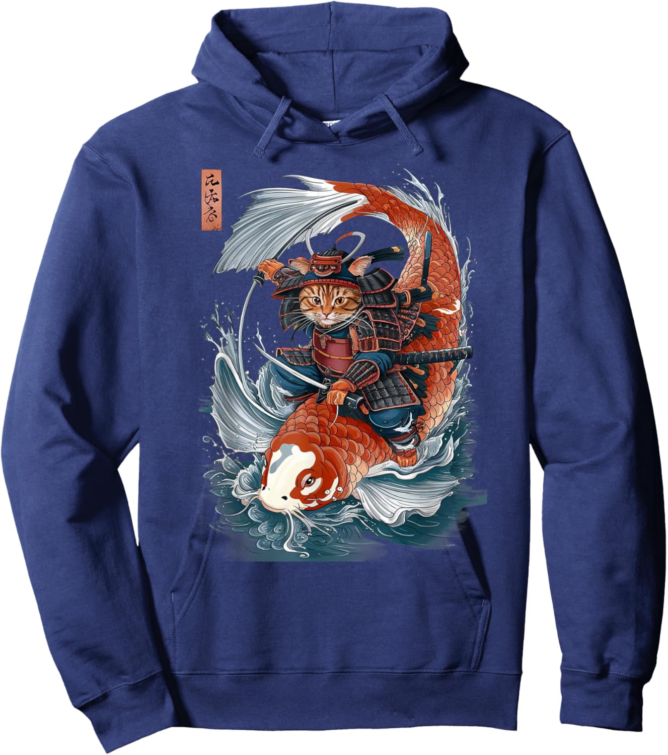 Samurai Cat Ninja Aesthetic Japanese Katana Tokyo culture Women Kids Hoodie - Hoodie | Navy