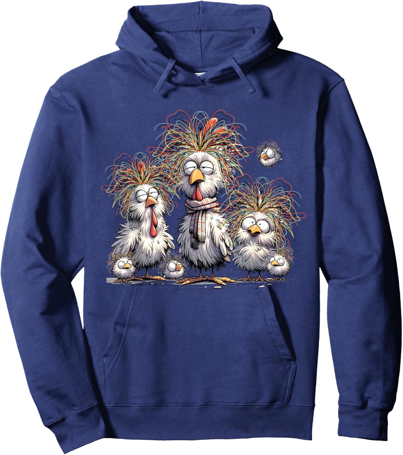 Eagerlys Colorful Chicken Funny Crazy Chicken Family Hoodie - Hoodie | Navy